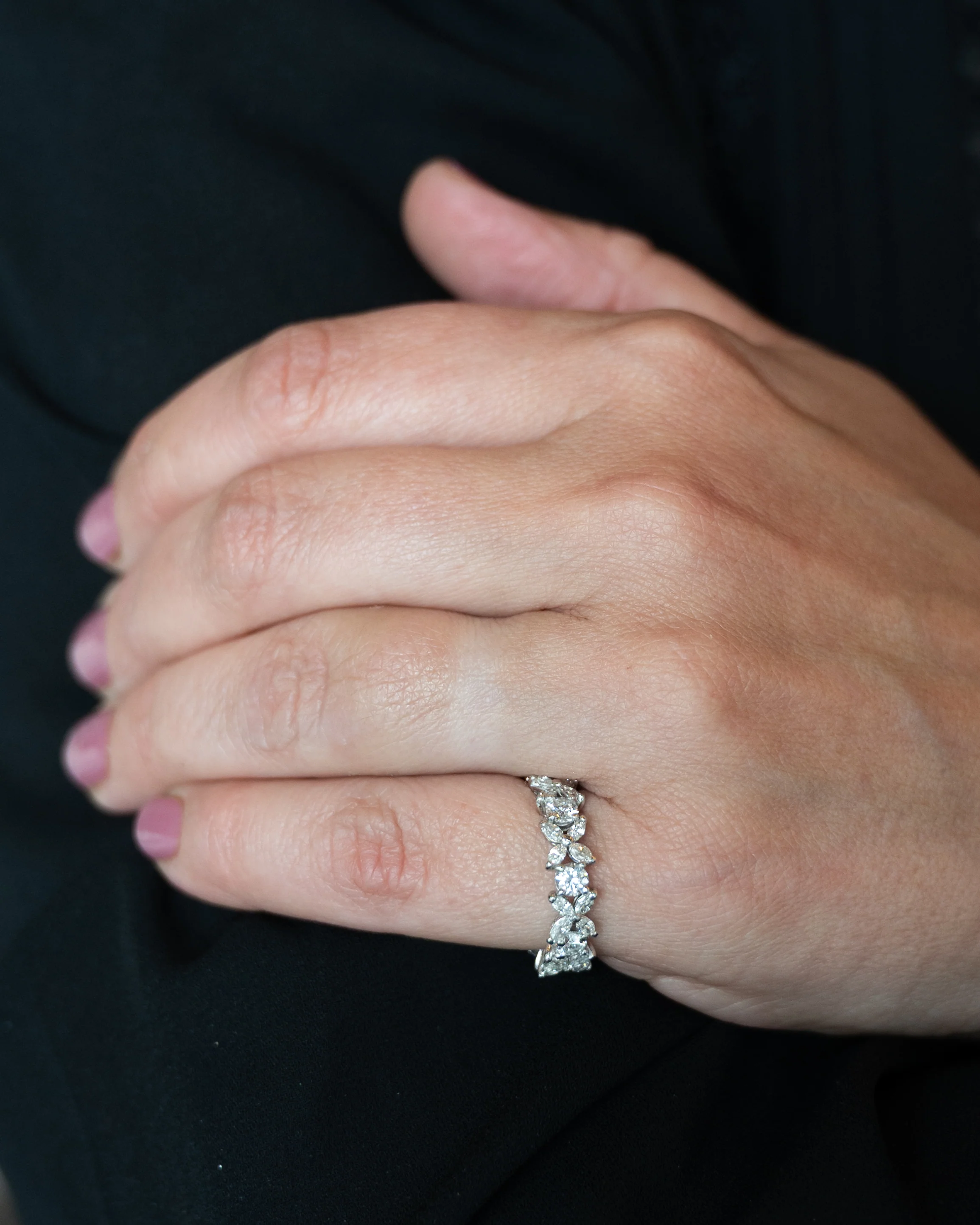 2.00 Marquise & Round Diamond Eternity Band Platinum - Image 8