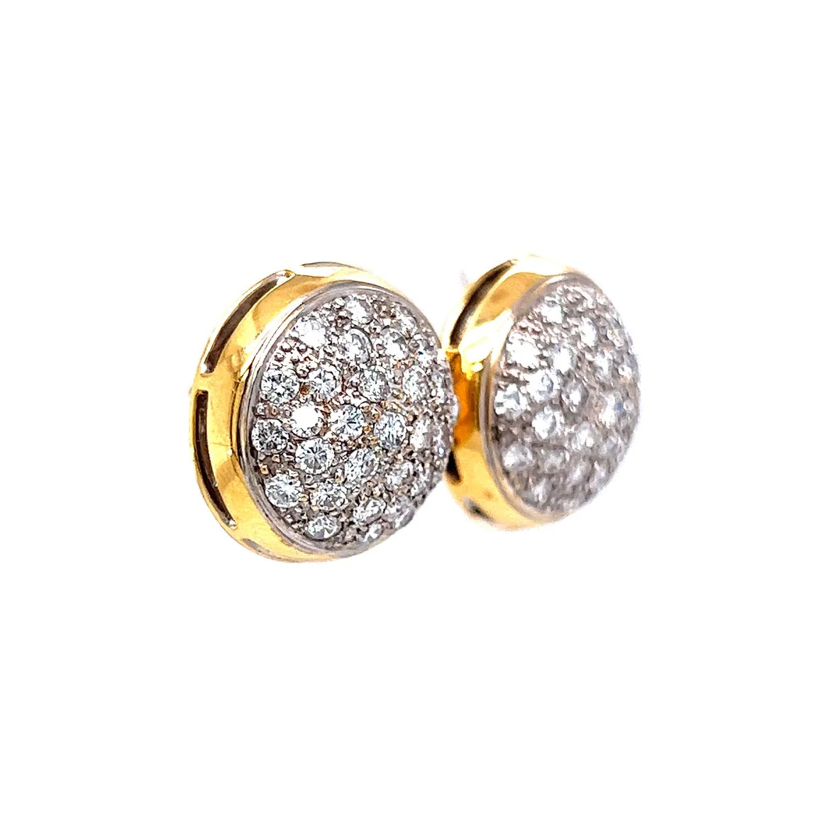 2.00 Pave Cluster Diamond Earrings 14K Yellow and White Gold - Image 3