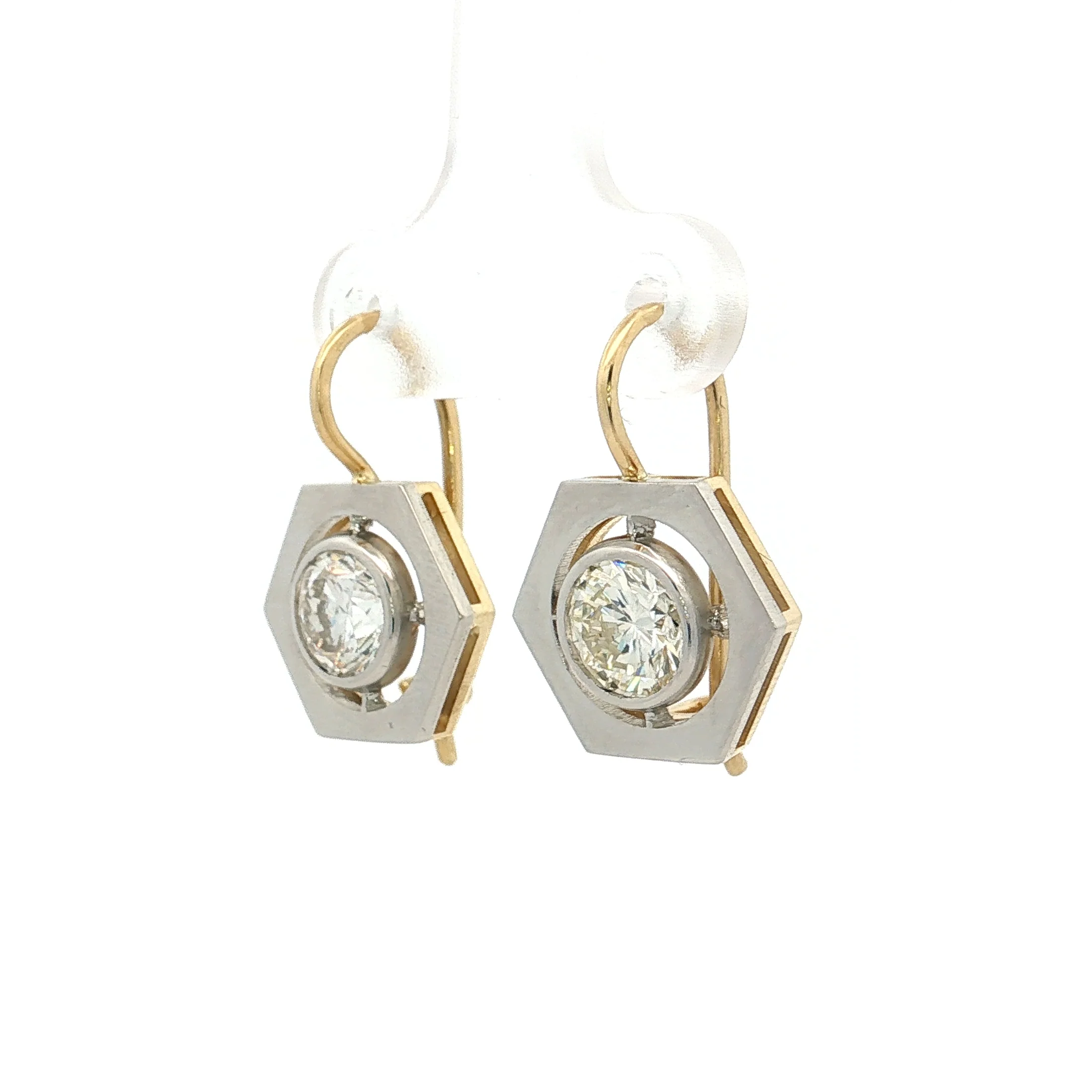 2.00 Transitional Diamond Drop Earrings Platinum & 18k - Image 2