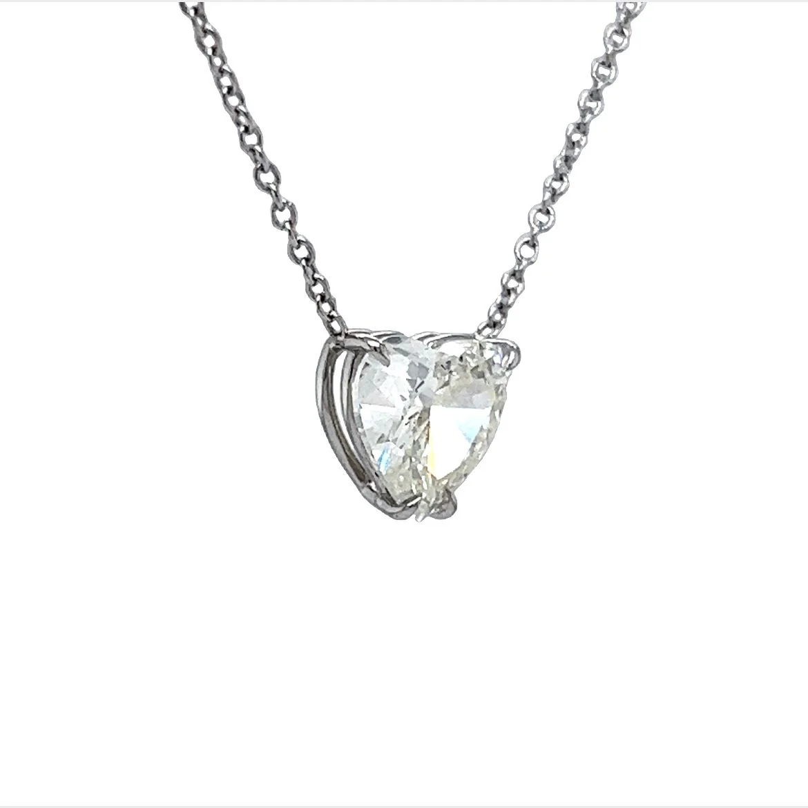 2.01 Heart Shaped Diamond Pendant Necklace in Platinum - Image 3