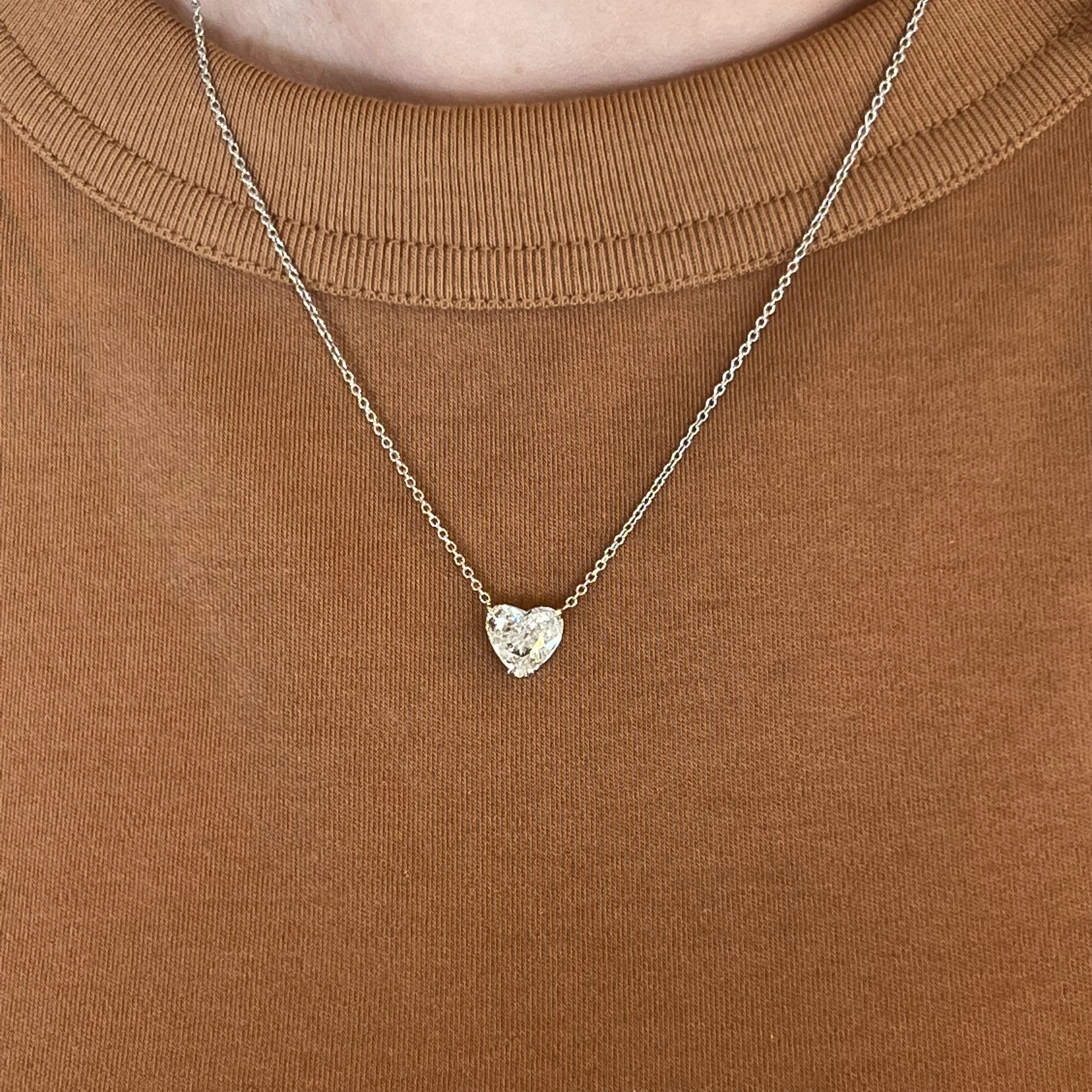 2.01 Heart Shaped Diamond Pendant Necklace in Platinum - Image 4