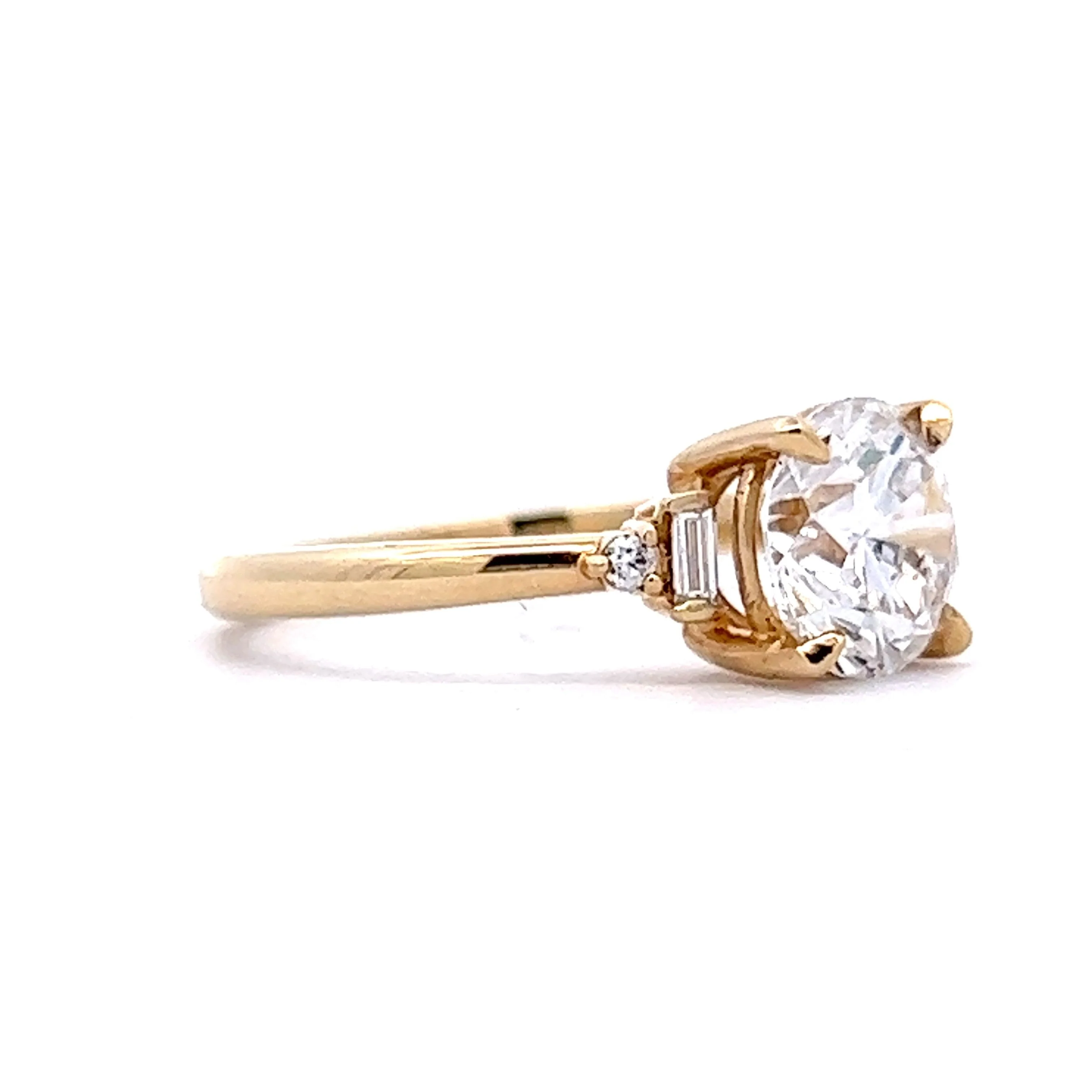 2.01 Round Brilliant Cut Diamond Engagement Ring in 14k Yellow Gold - Image 3
