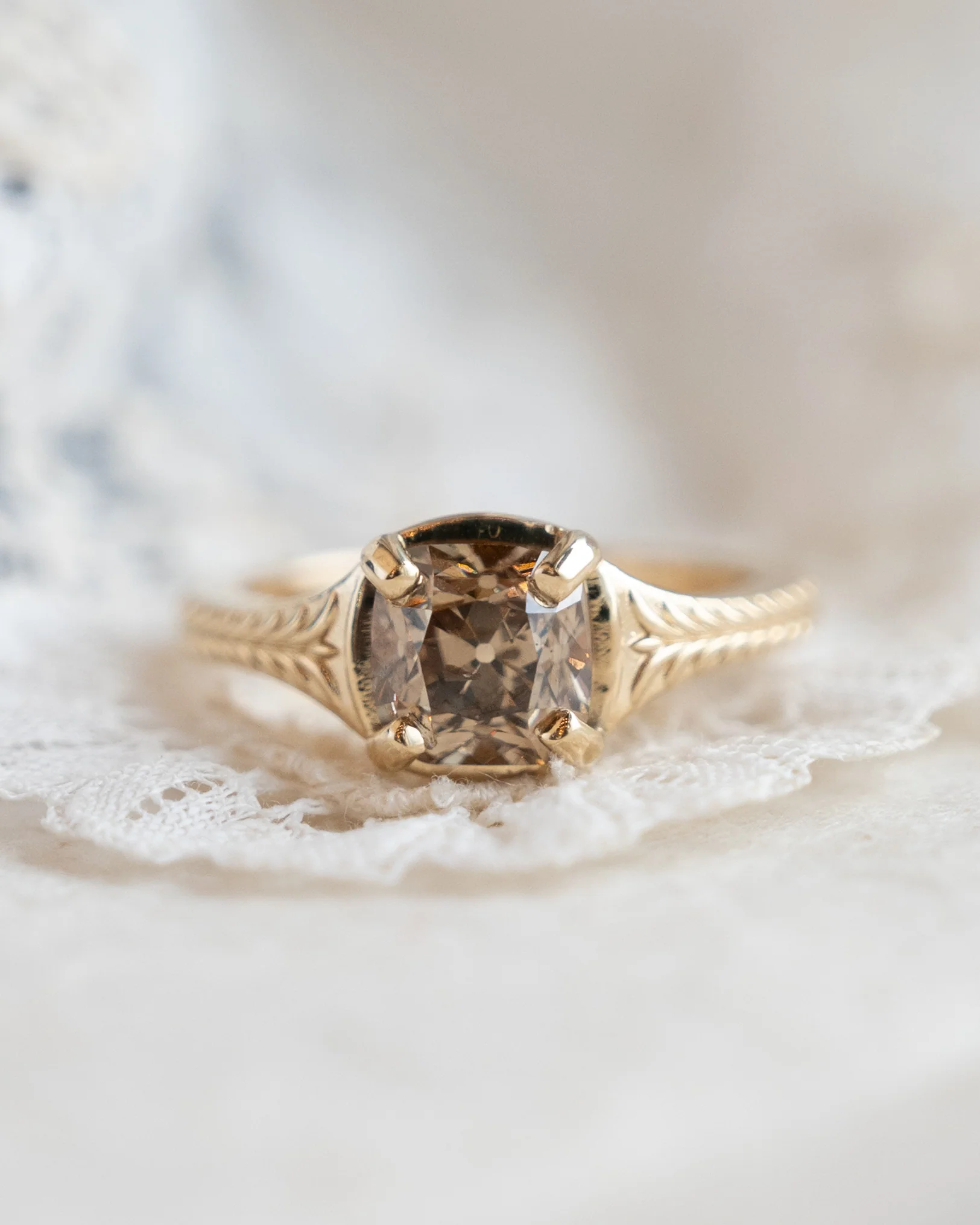 2.02 Old Mine Cushion Diamond Solitaire Ring 14k - Image 6