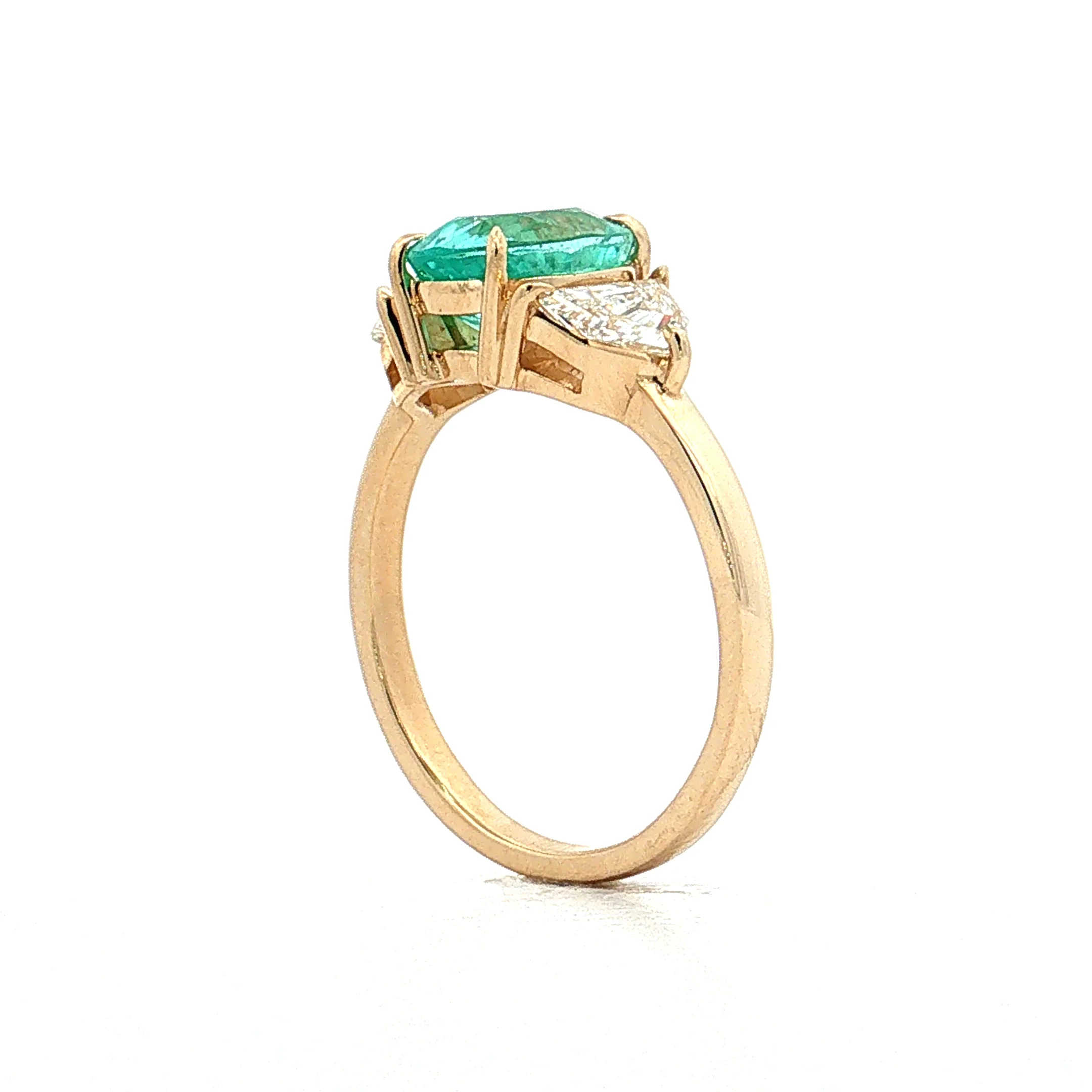2.02 Paraiba Tourmaline Three Stone Engagement Ring 14k - Image 5