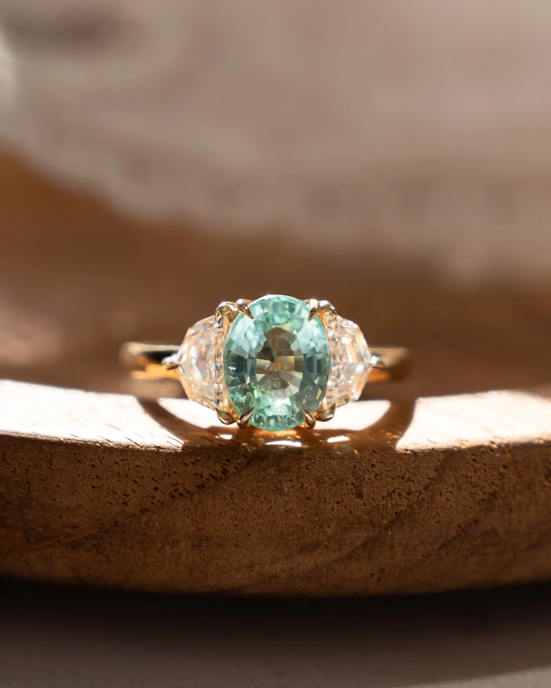 2.02 Paraiba Tourmaline Three Stone Engagement Ring 14k - Image 7