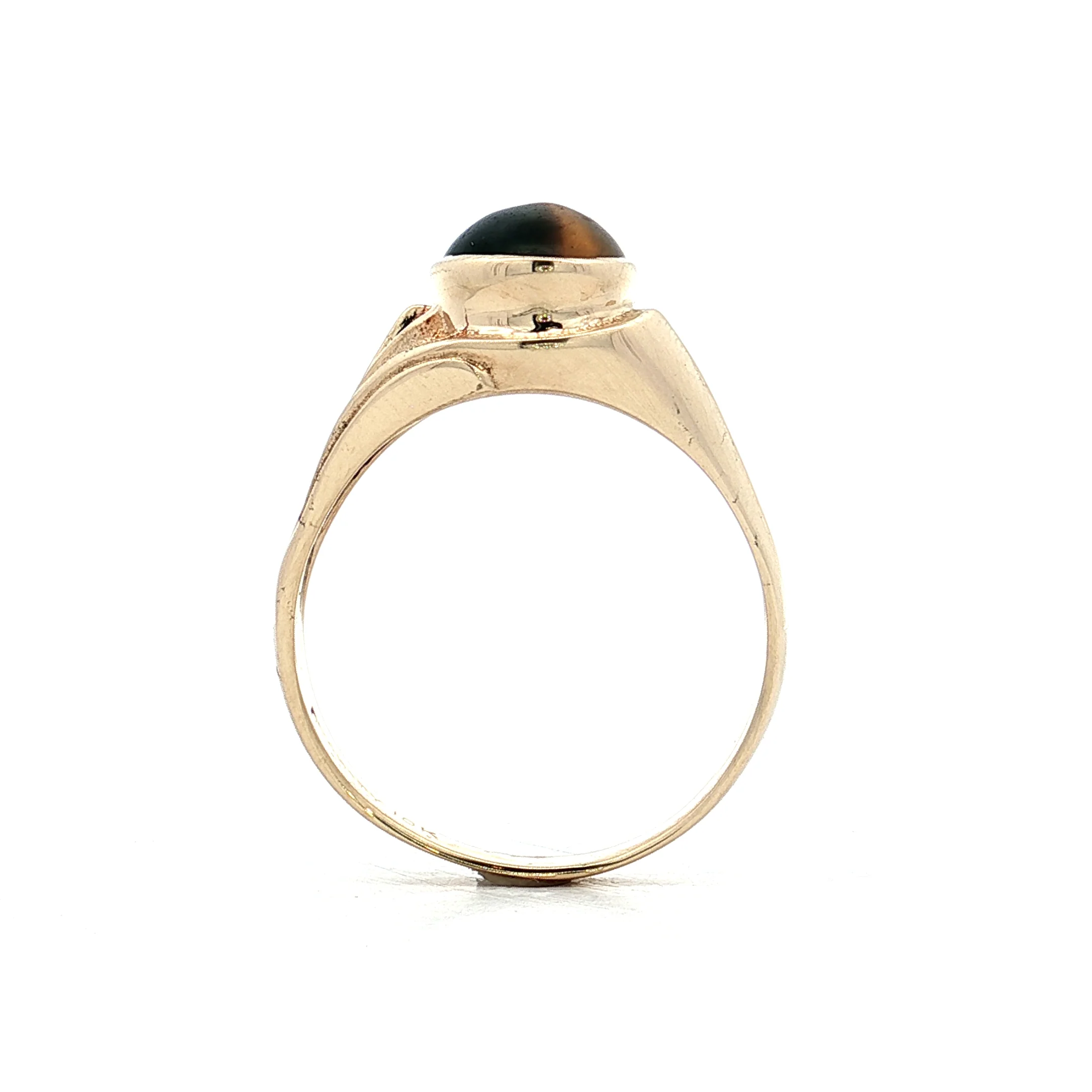 2.02 Vintage Mid-Century Tiger's Eye Cocktail Ring 10k - Image 4