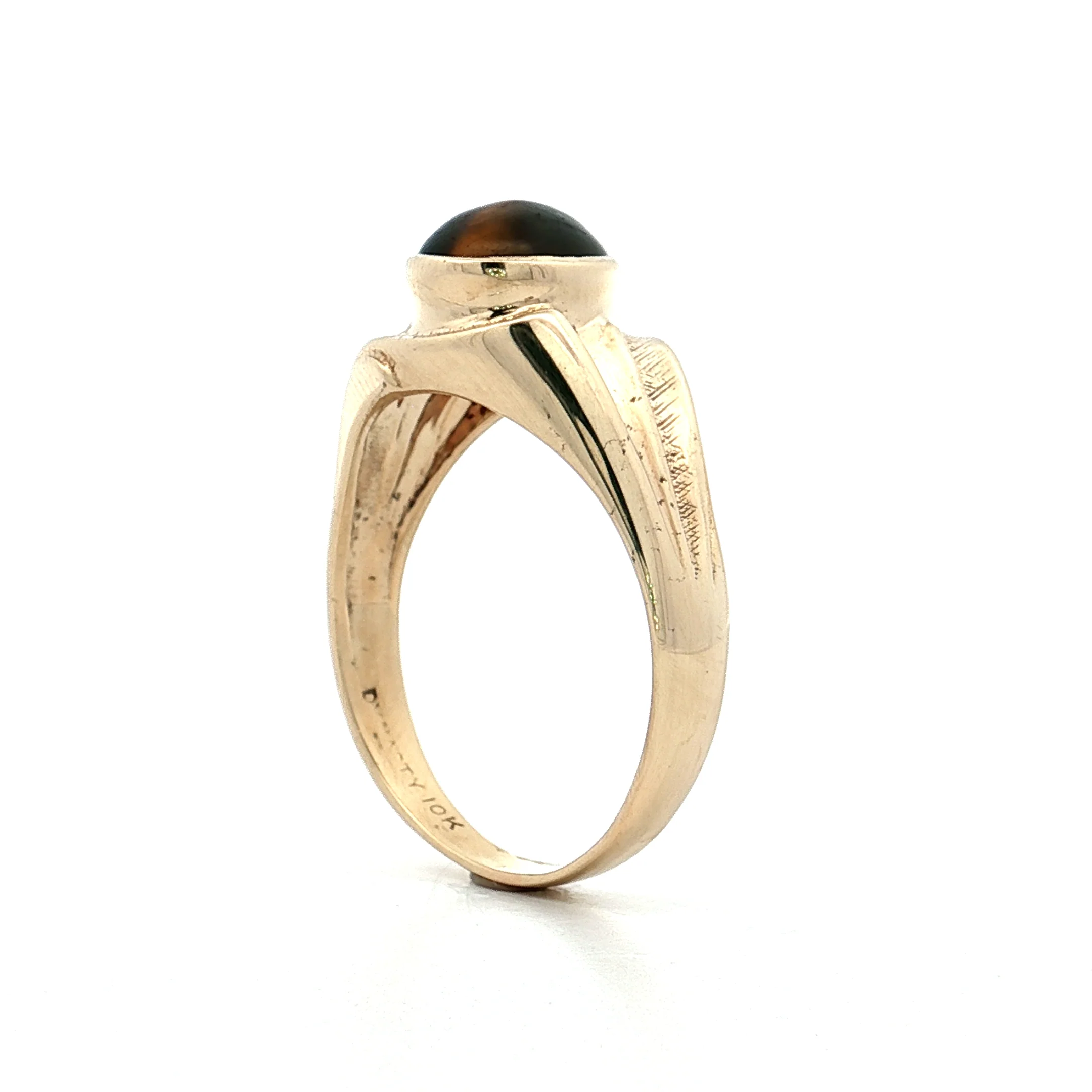2.02 Vintage Mid-Century Tiger's Eye Cocktail Ring 10k - Image 5