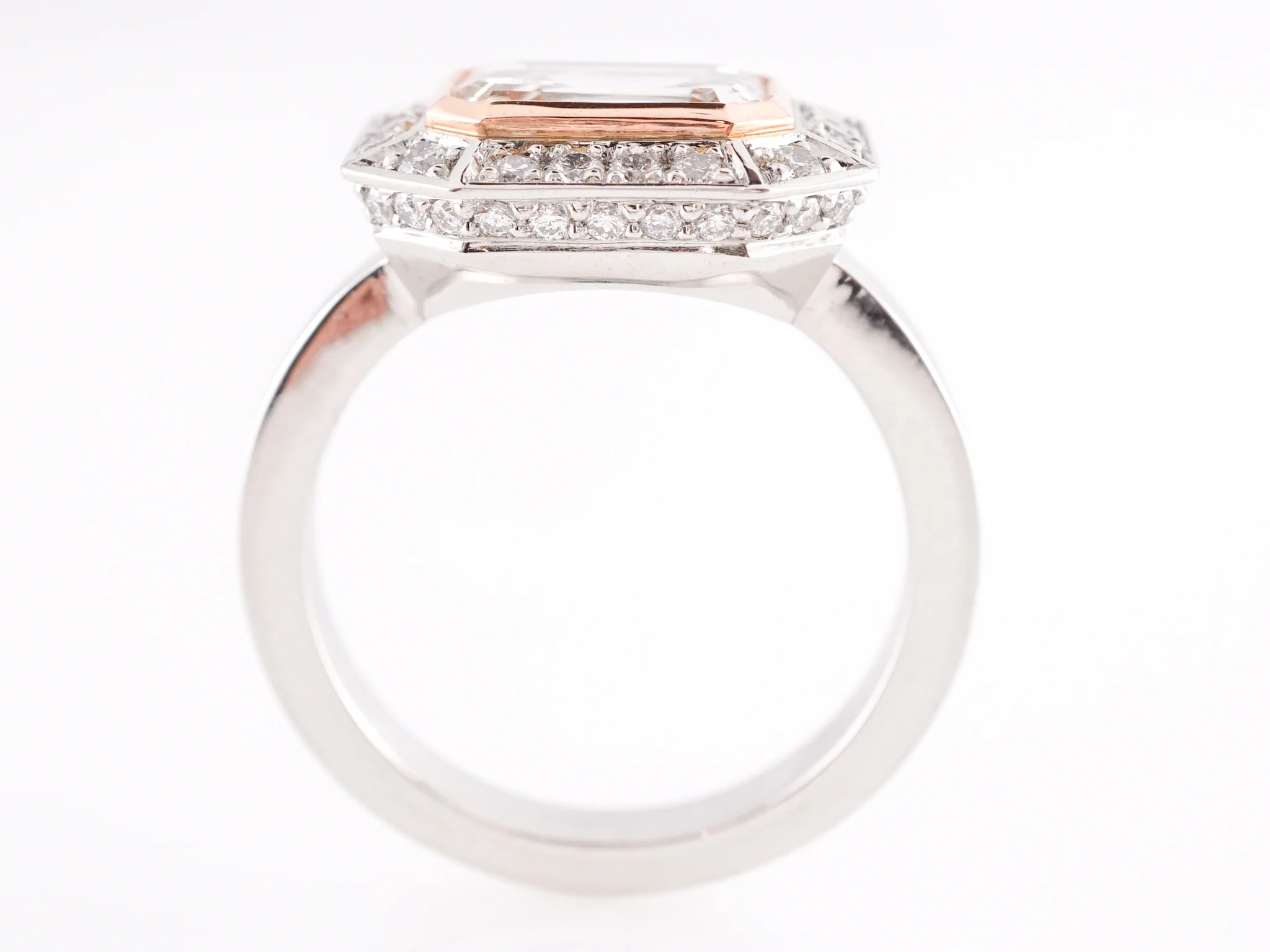 Emerald Cut Diamond Engagement Ring in Platinum and Rose Gold - Image 3
