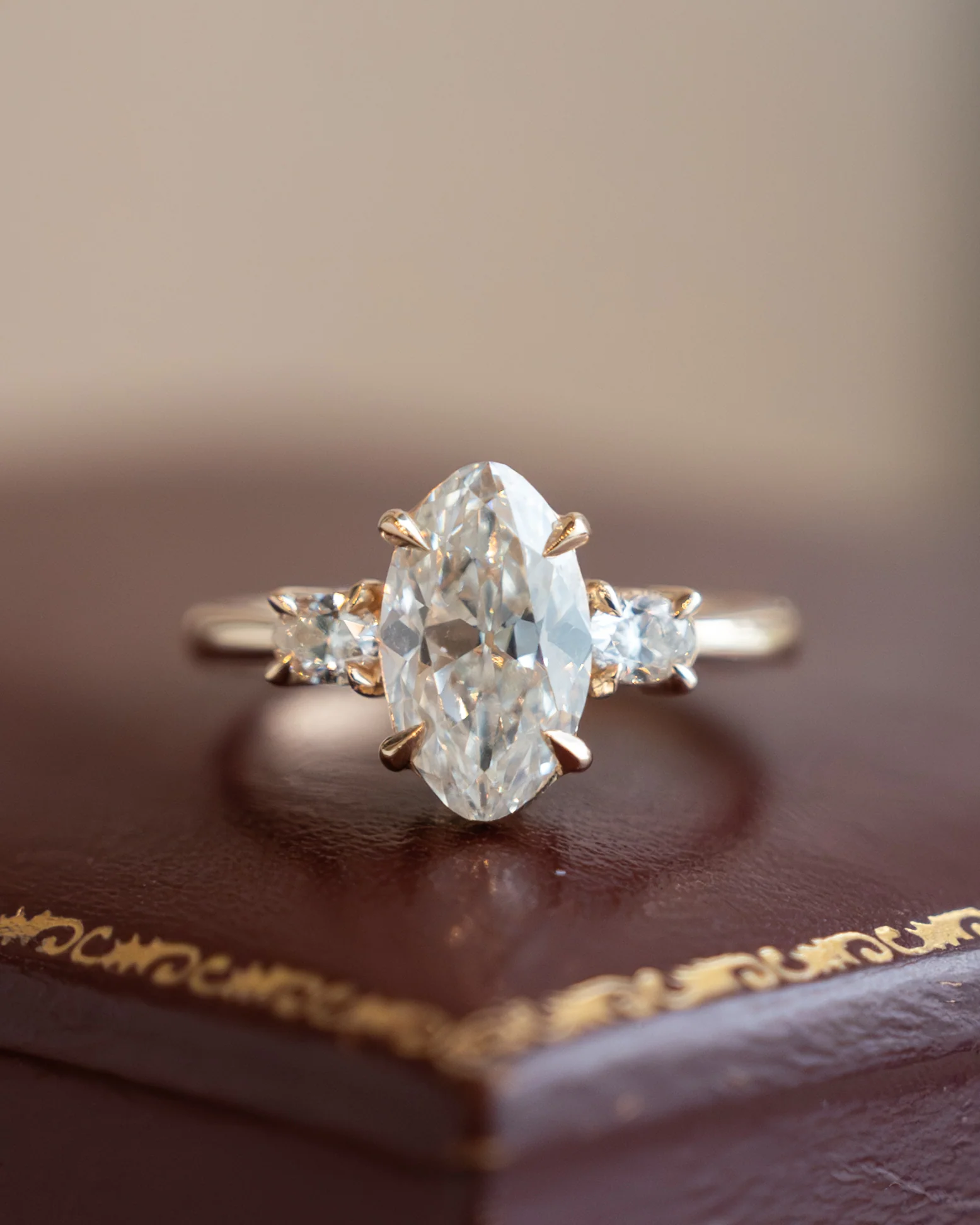 2.03 Moval Diamond Engagement Ring 14k - Image 6