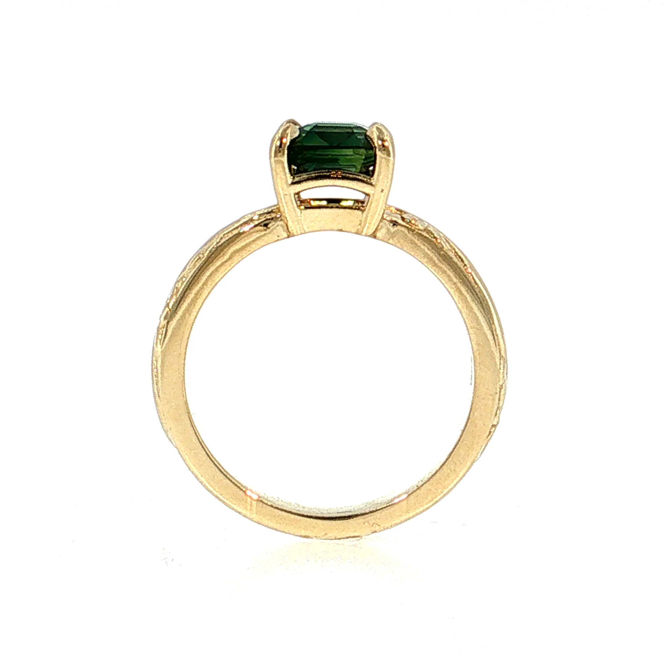 2.04 Asscher Cut Green Sapphire Solitaire Ring 14k - Image 4