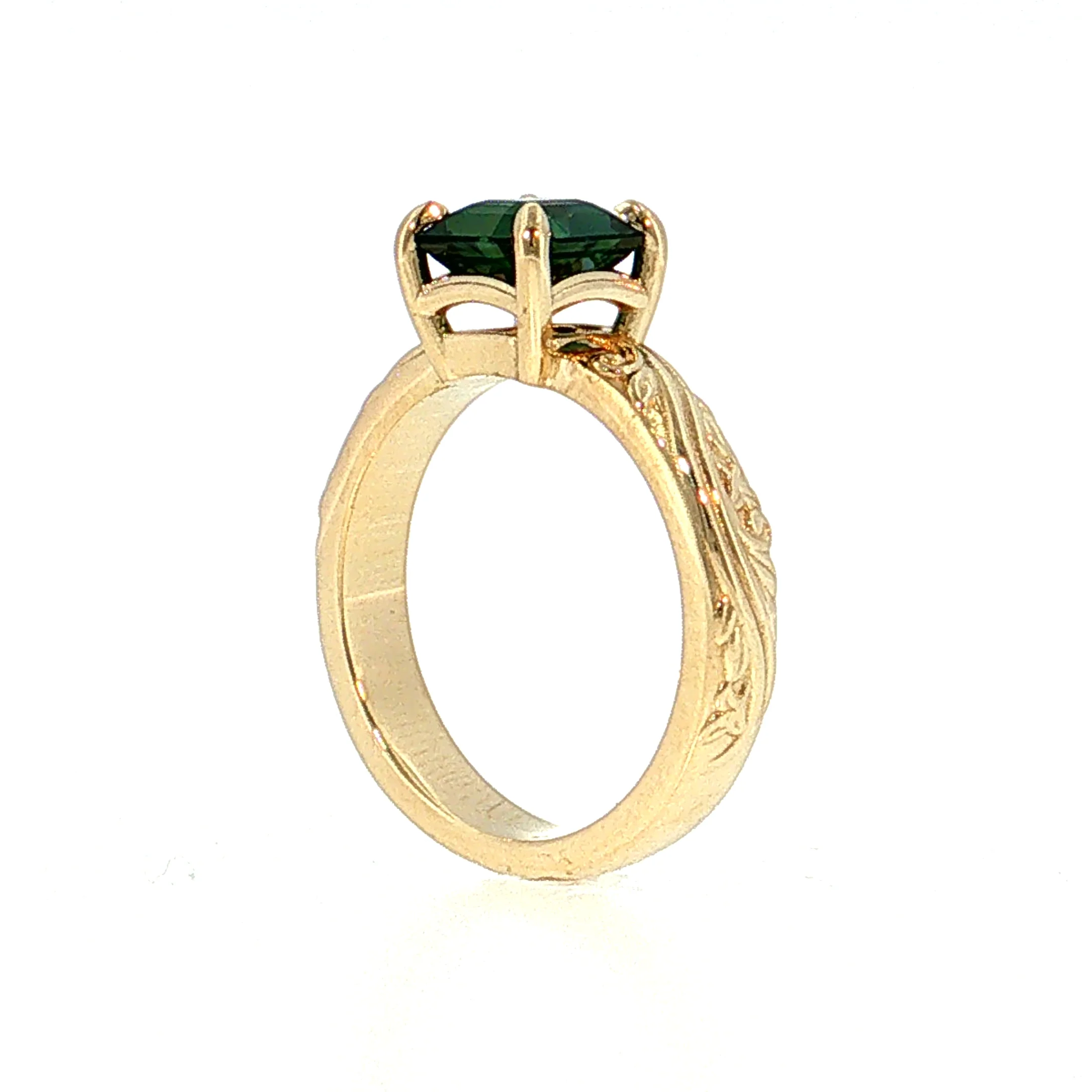 2.04 Asscher Cut Green Sapphire Solitaire Ring 14k - Image 5