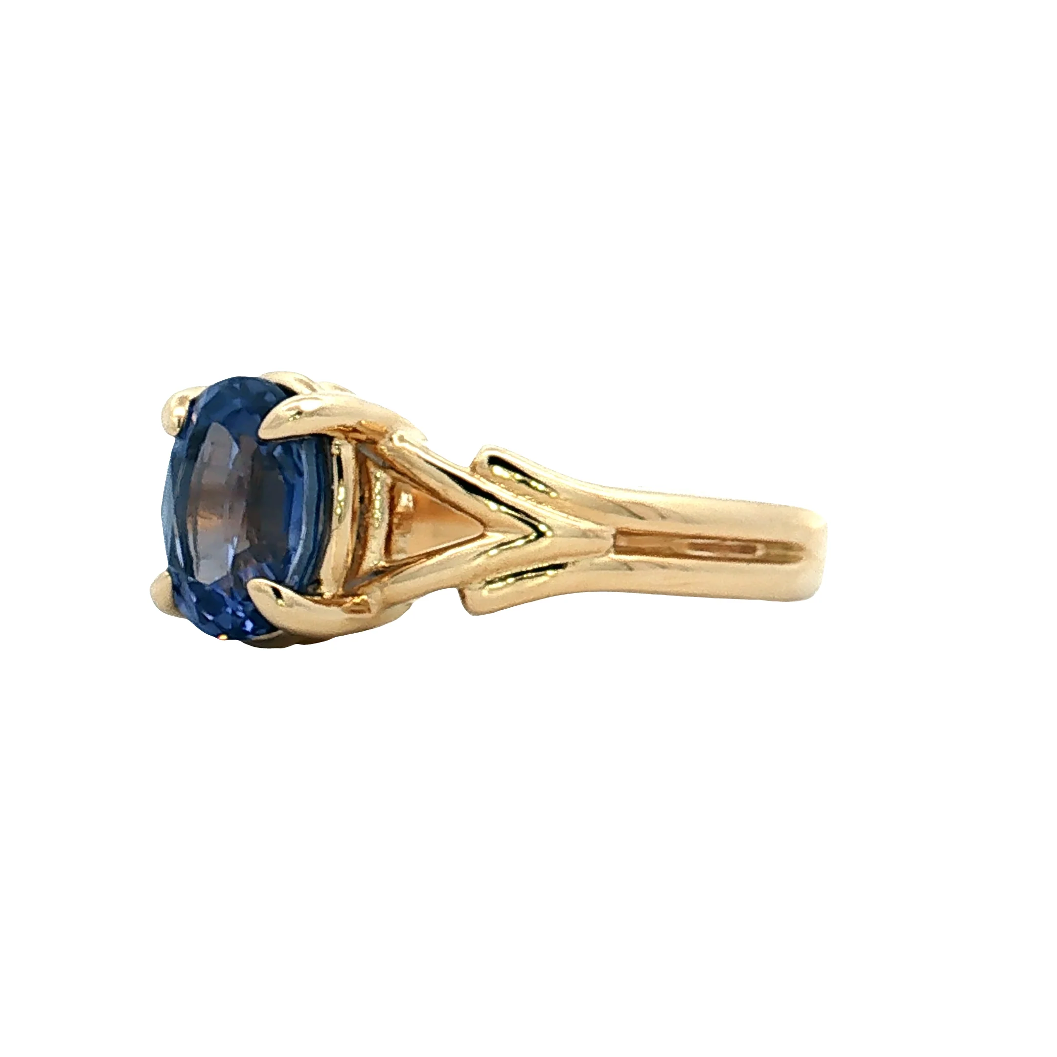 2.05 Oval Blue Sapphire Engagement Ring 14k - Image 2