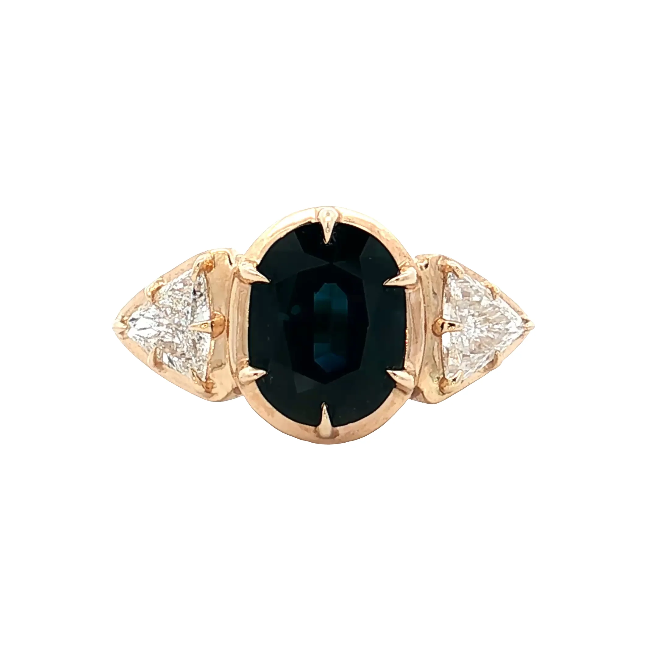 2.05 Oval Sapphire Engagement Ring 14k Yellow Gold