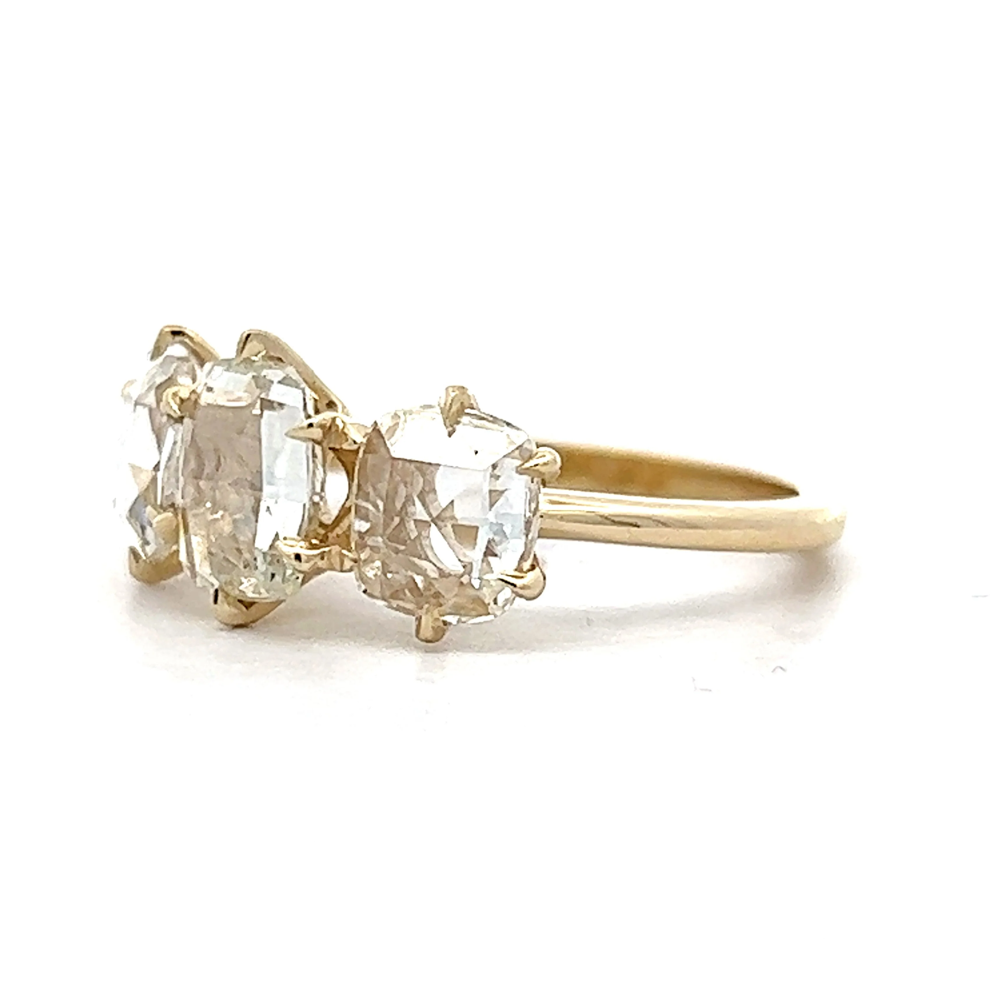 2.05 Rose Cut Diamond Engagement Ring in 14k Yellow Gold - Image 2