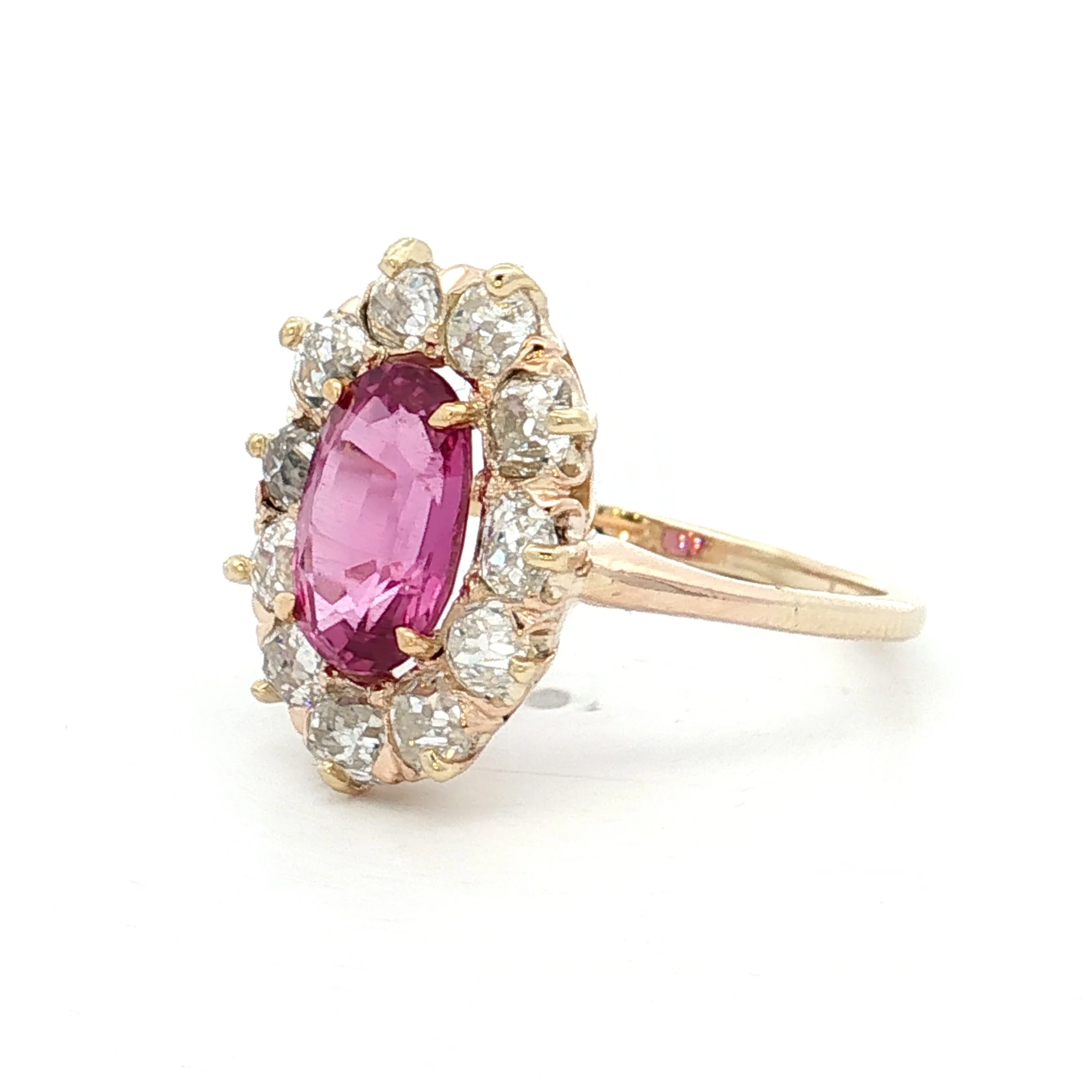 2.09 Antique Victorian Pink Sapphire Engagement Ring 14k - Image 2