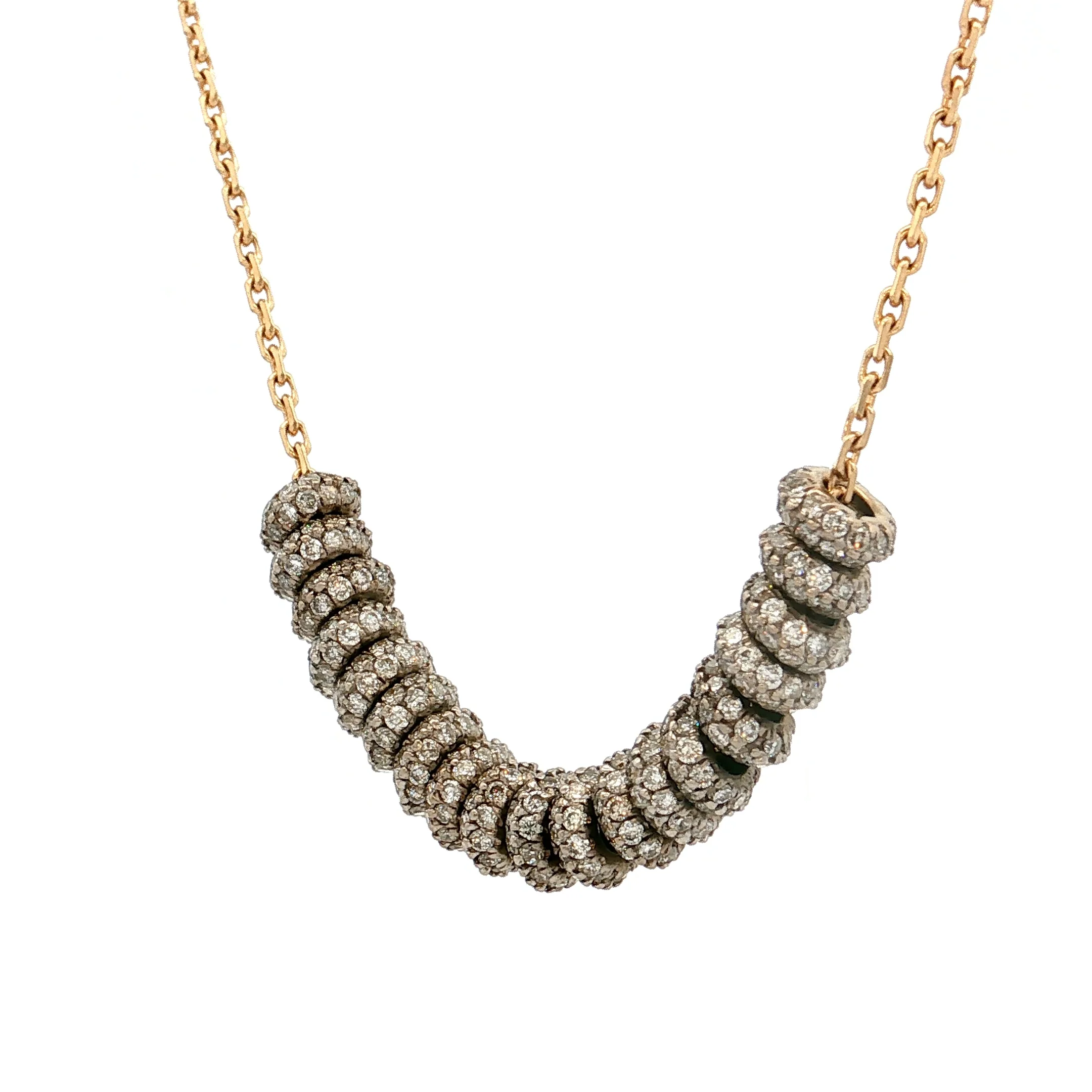 2.09 Diamond Rondelle Disc Necklace 18k Gold - Image 2