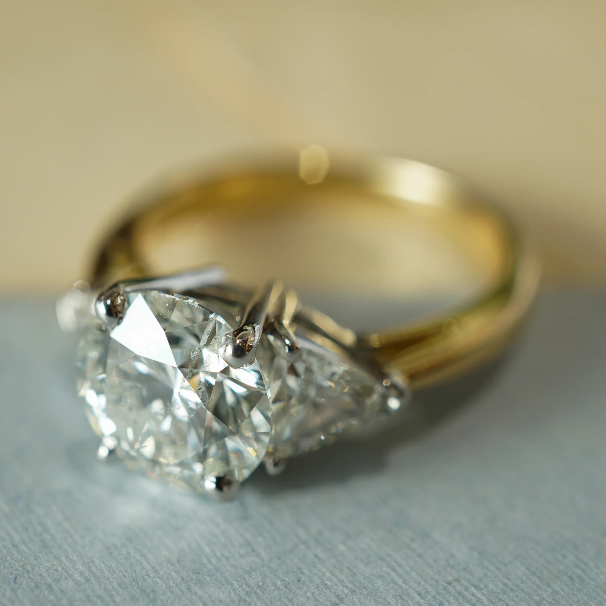 2.09 Three Stone Diamond Engagement Ring in 18k Yellow & White Gold - Image 6