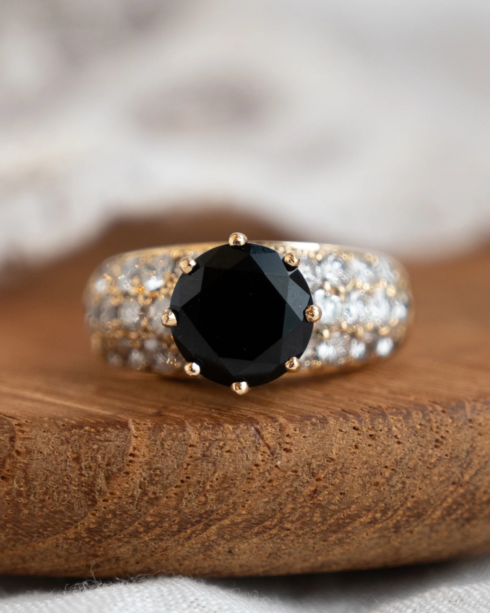 2.10 Black Onyx & Diamond Cocktail Ring in 18k - Image 6