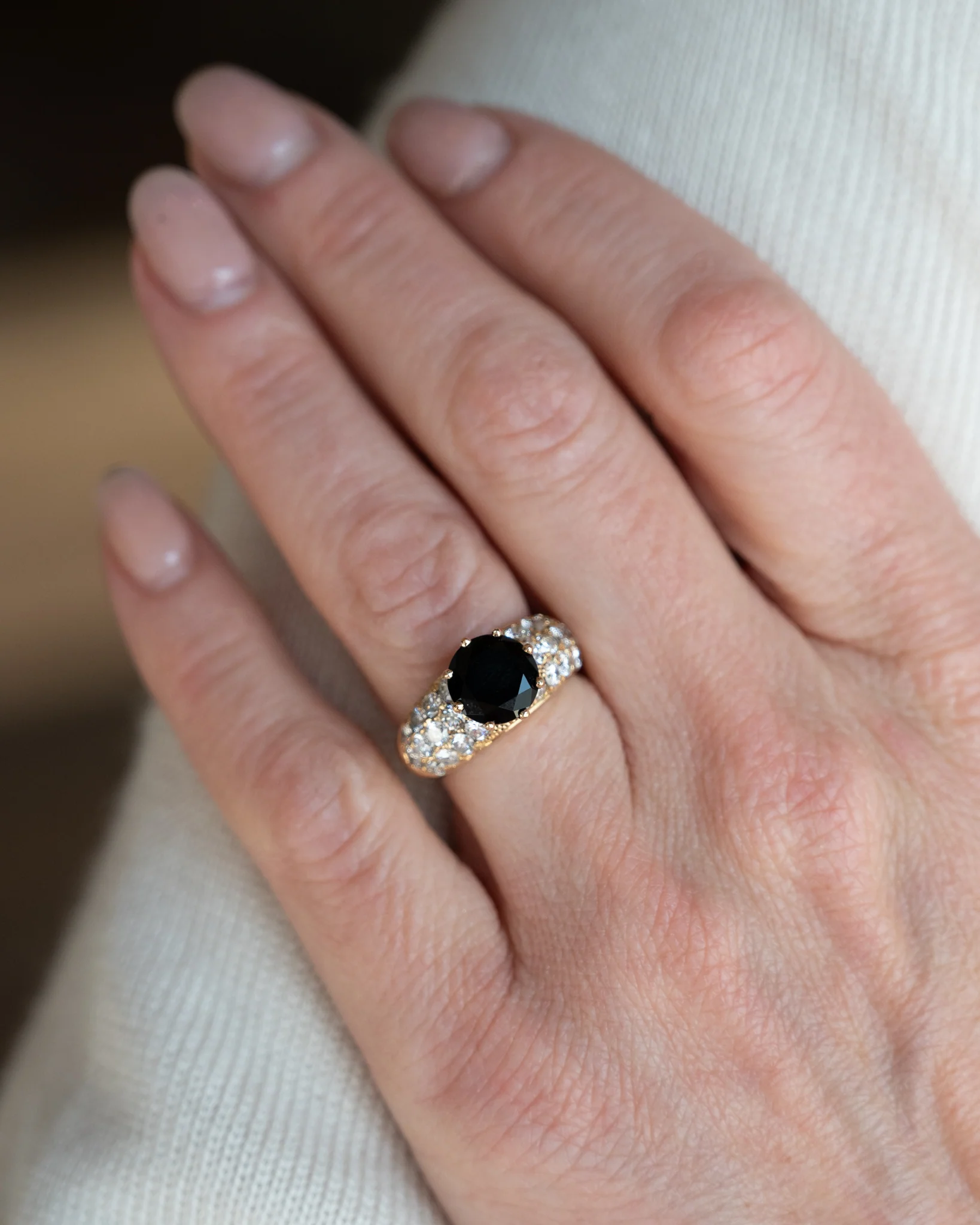2.10 Black Onyx & Diamond Cocktail Ring in 18k - Image 7