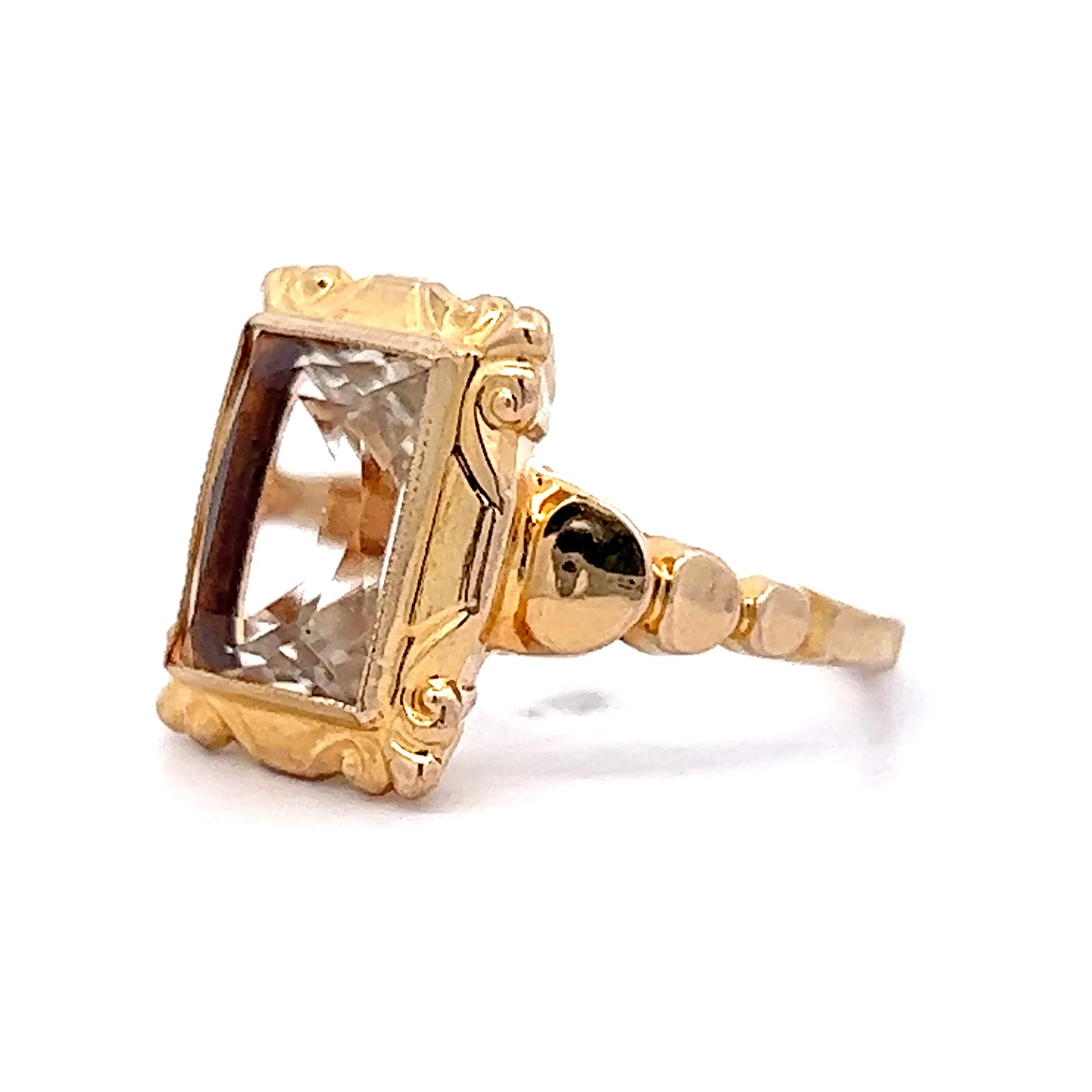 2.10 Vintage Art Deco Citrine Cocktail Ring in Yellow Gold - Image 2