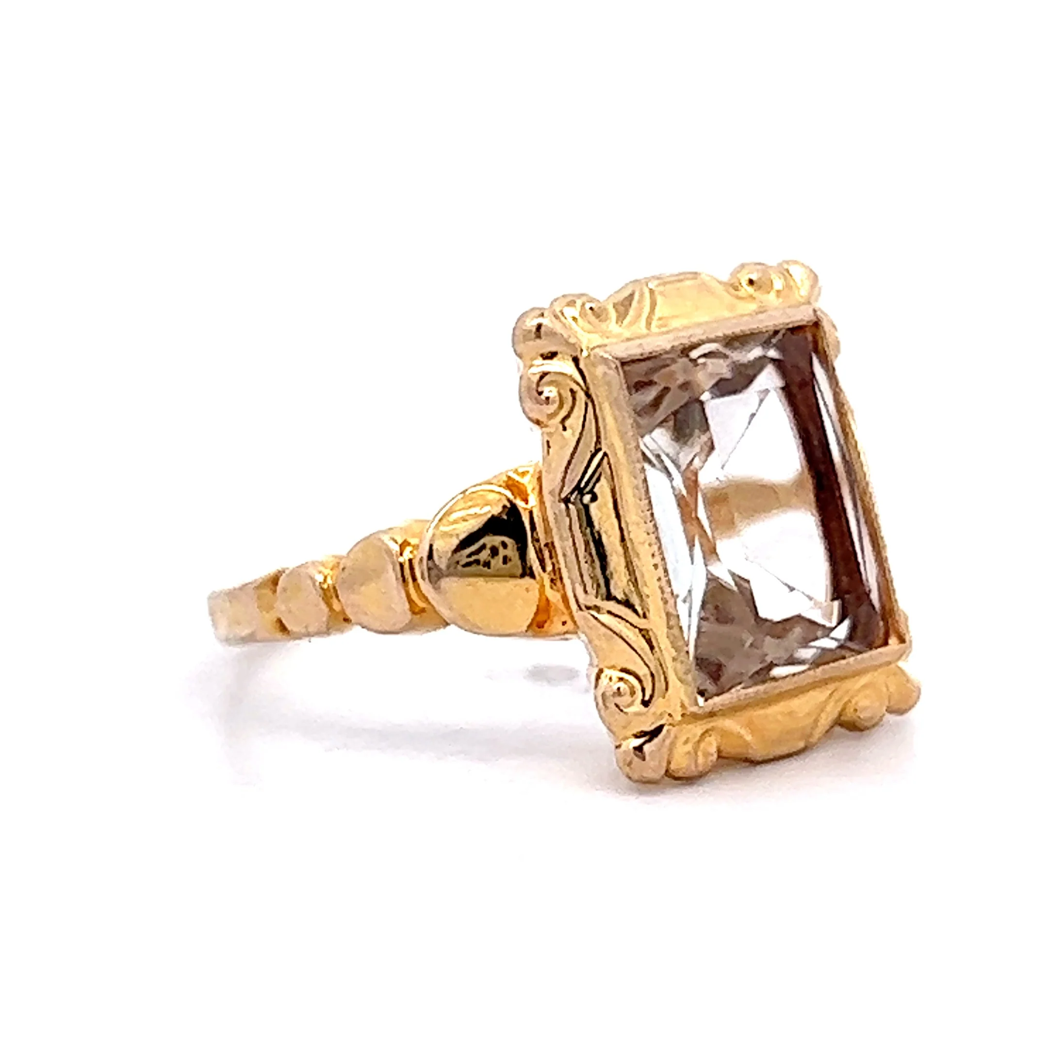 2.10 Vintage Art Deco Citrine Cocktail Ring in Yellow Gold - Image 3