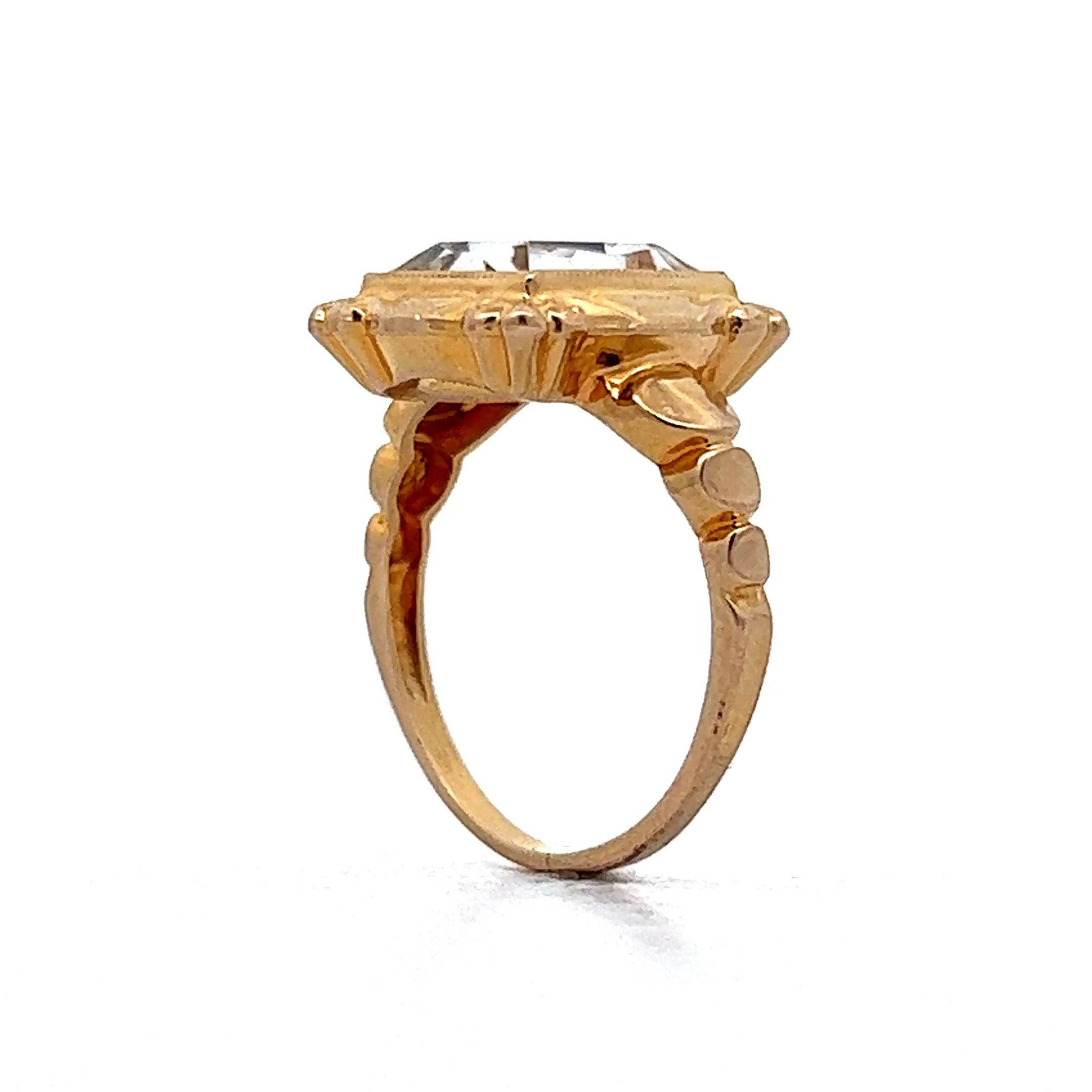 2.10 Vintage Art Deco Citrine Cocktail Ring in Yellow Gold - Image 5