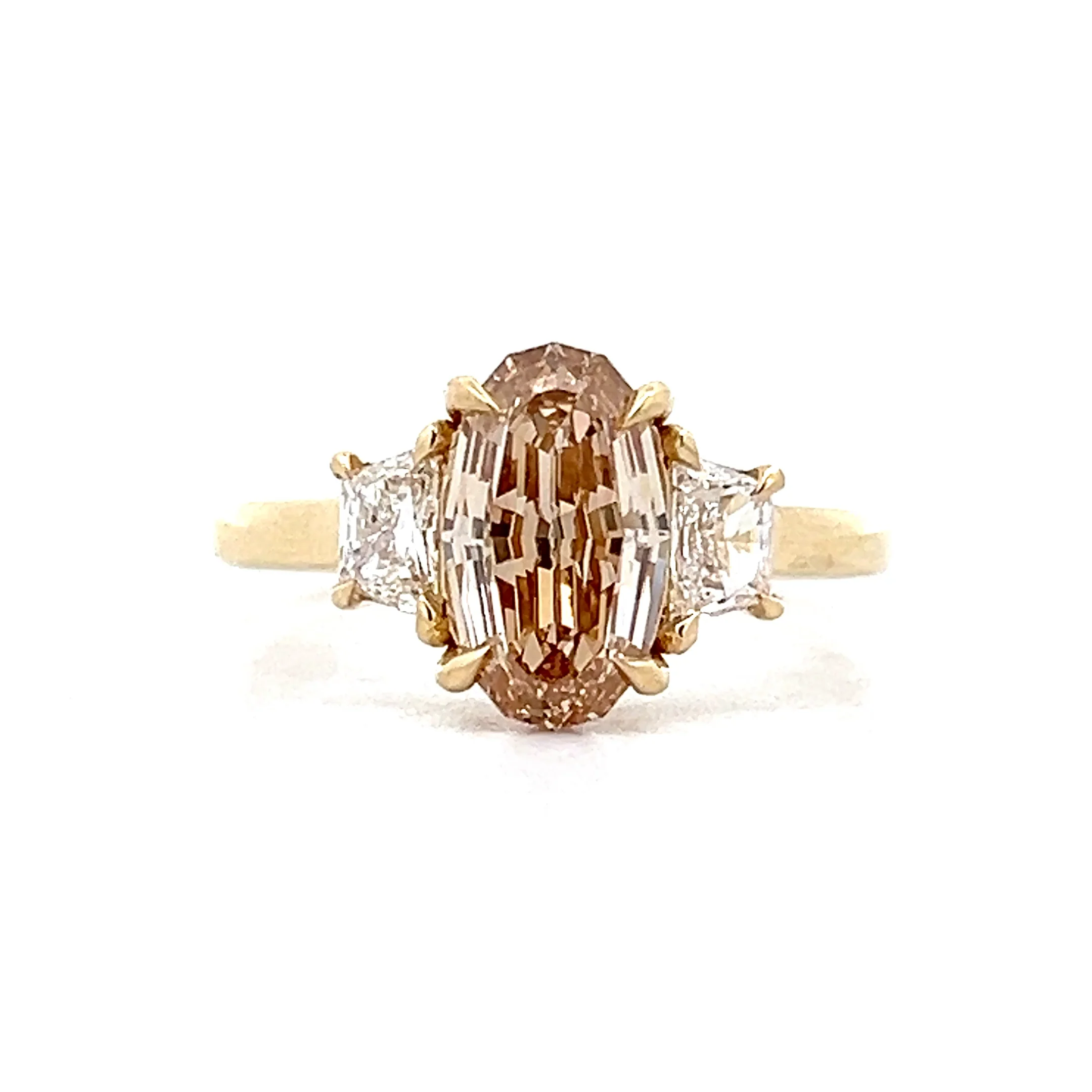 2.11 Oval Step Cut Diamond Engagement Ring in 14k