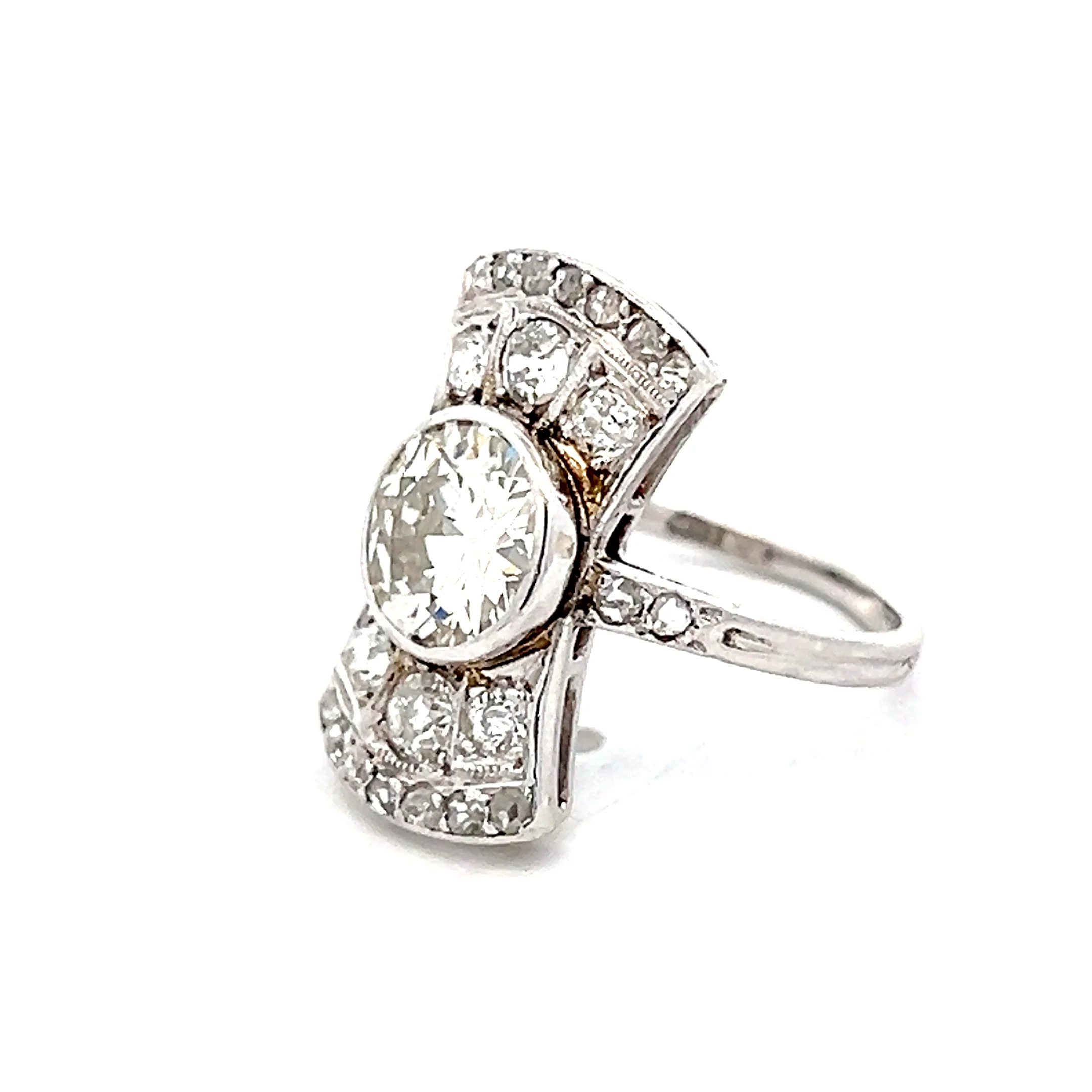 2.13 Antique Art Deco Diamond Cocktail Ring in 14k - Image 2