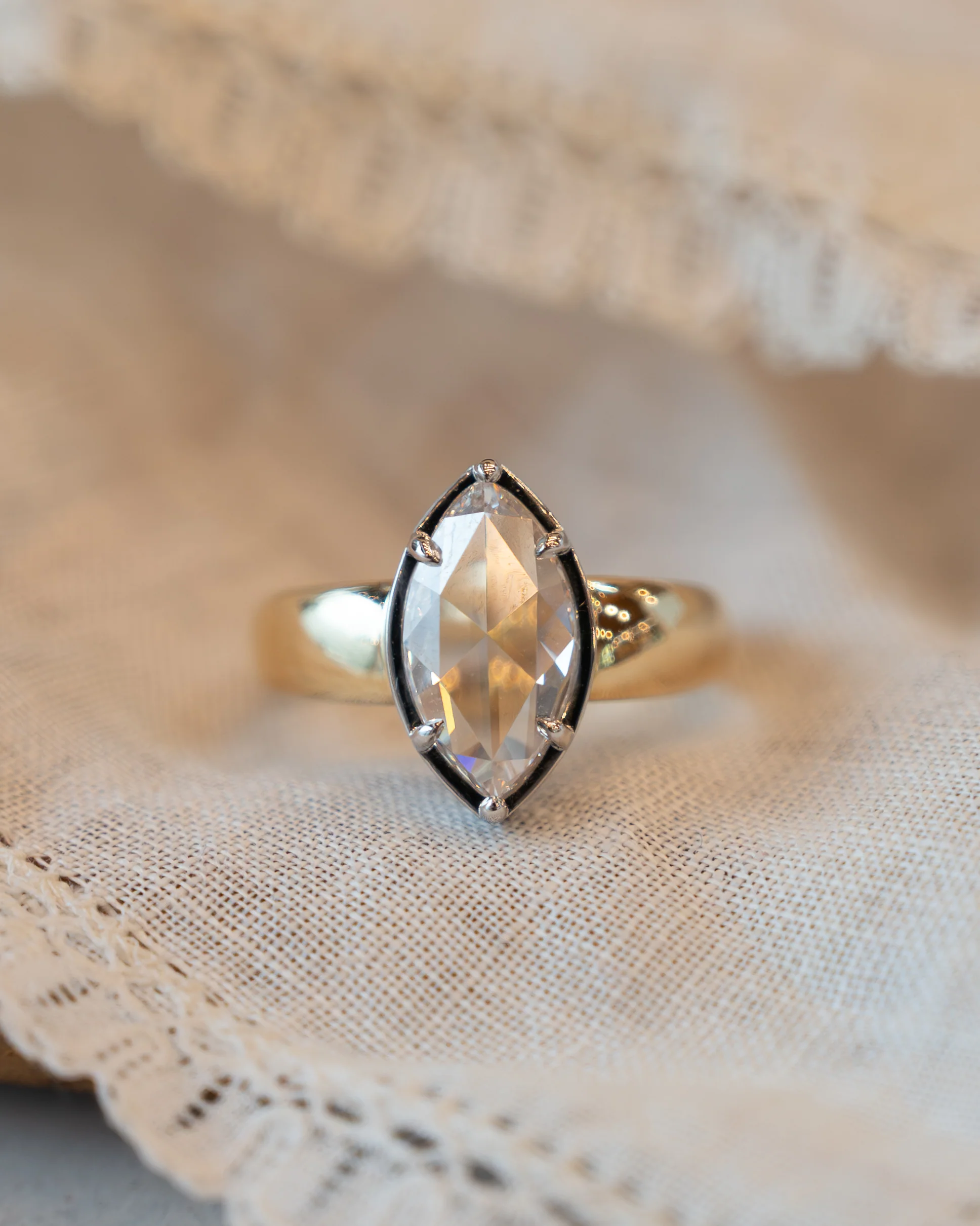 2.13 Marquise Rose Cut Diamond Ring 14k - Image 6