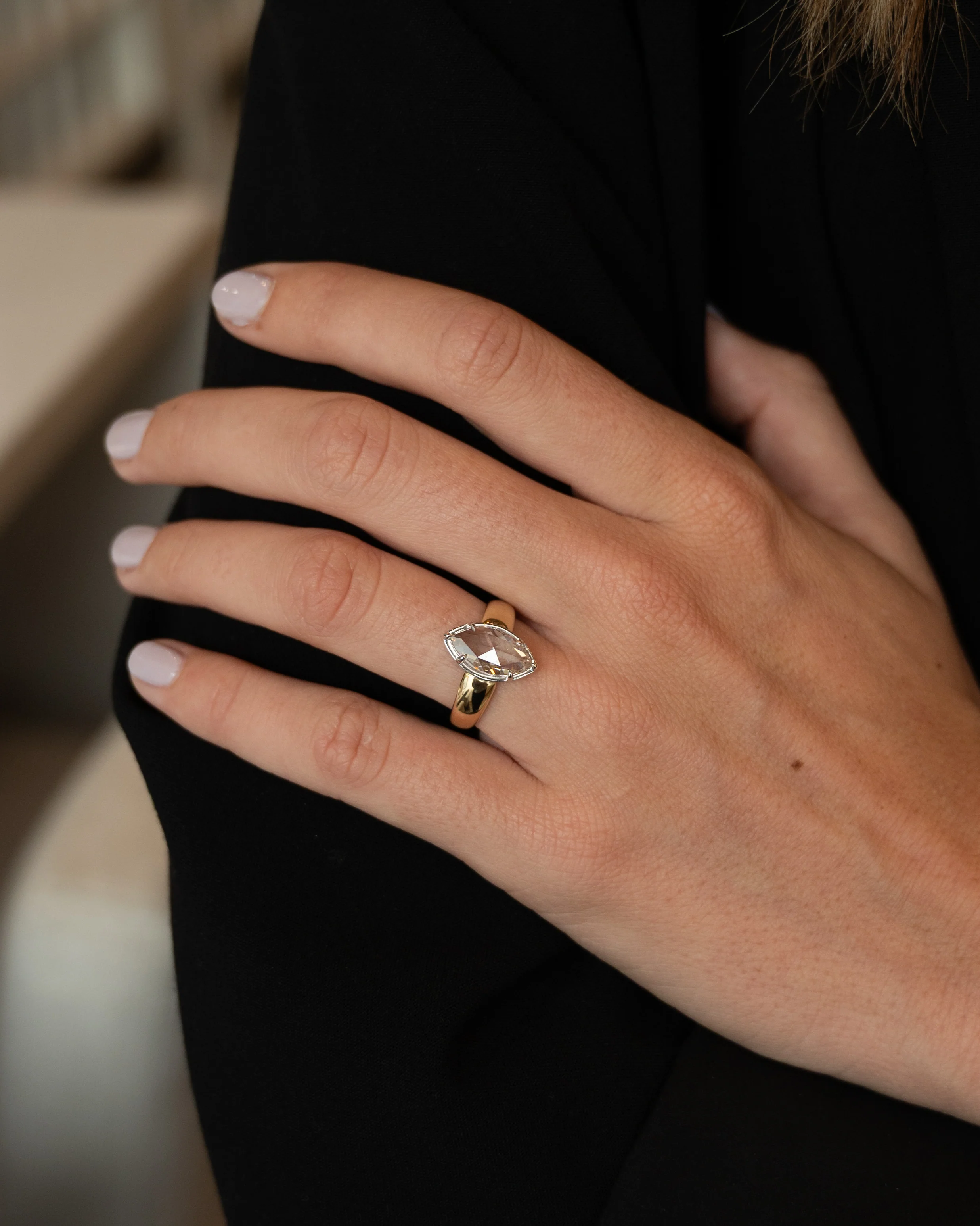 2.13 Marquise Rose Cut Diamond Ring 14k - Image 7