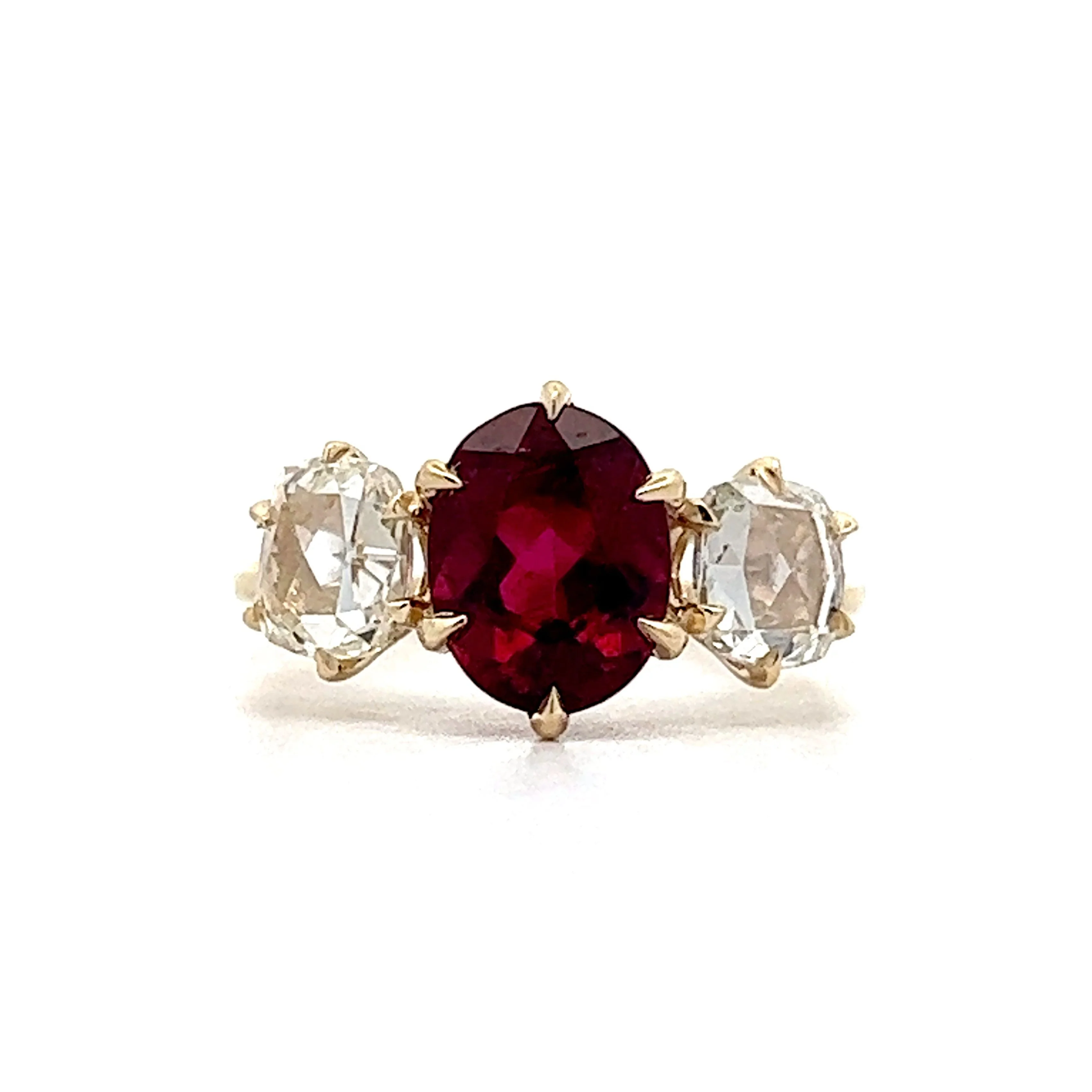 2.13 Rubellite Tourmaline Engagement Ring in Yellow Gold