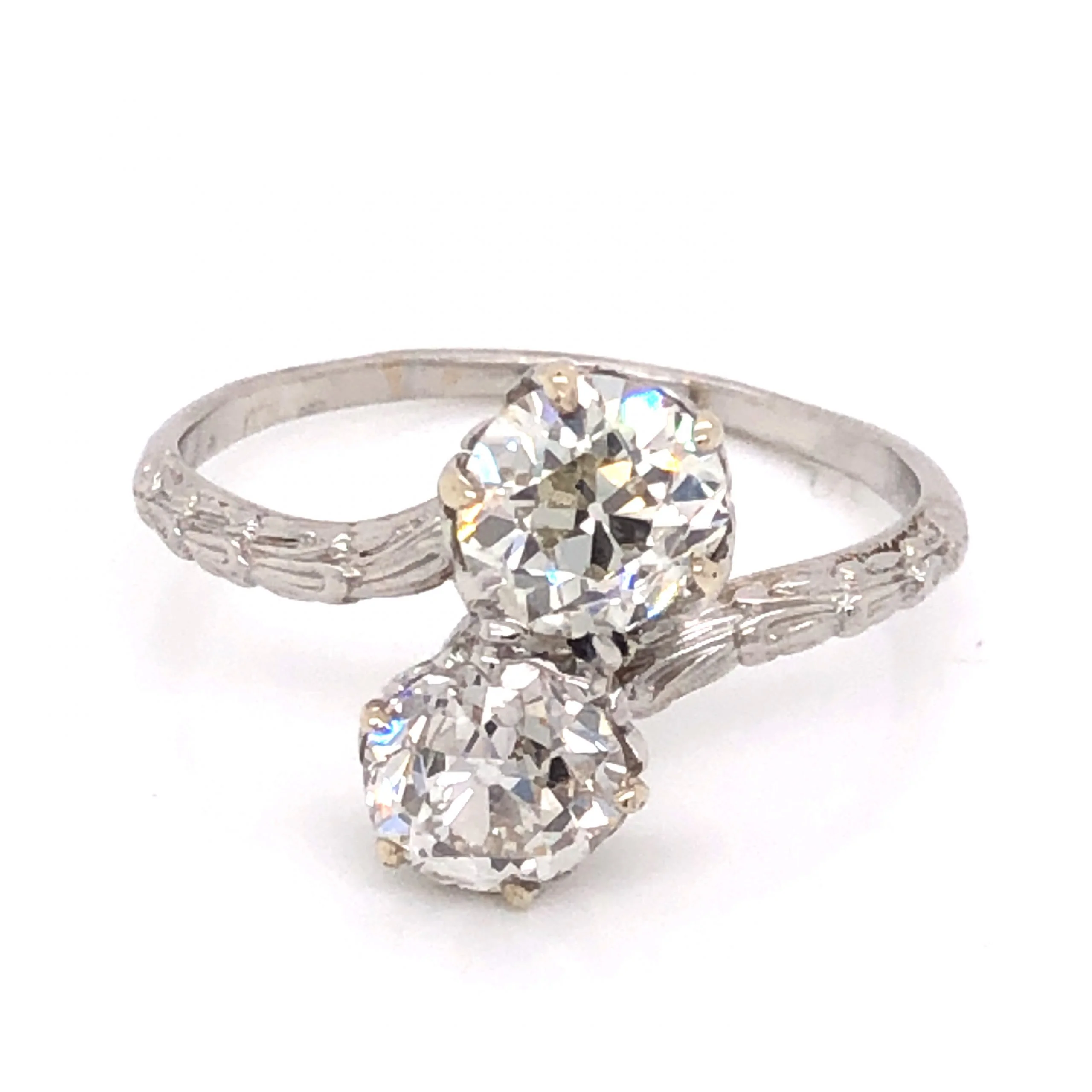 2.15 Art Deco Diamond Engagement Ring in Platinum