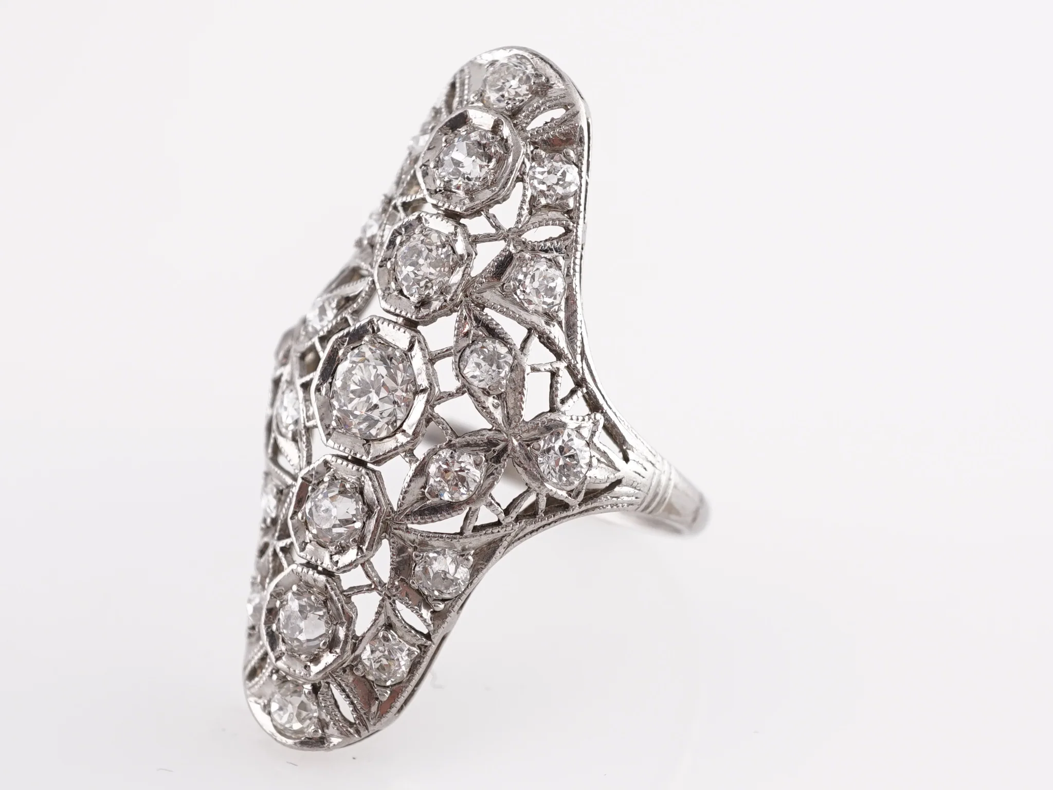 2.16 Art Deco Filigree Diamond Ring in Platinum - Image 4