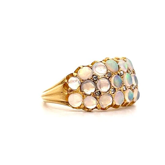 2.20 Victorian Opal Cocktail Ring in 18k Yellow Gold - Image 3
