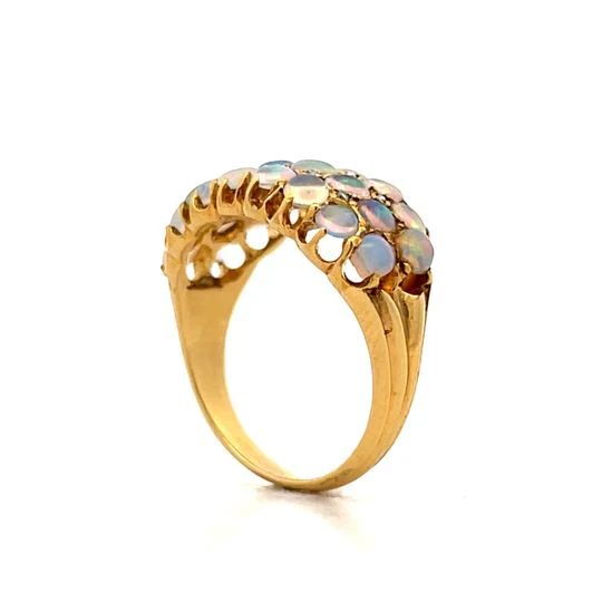 2.20 Victorian Opal Cocktail Ring in 18k Yellow Gold - Image 5