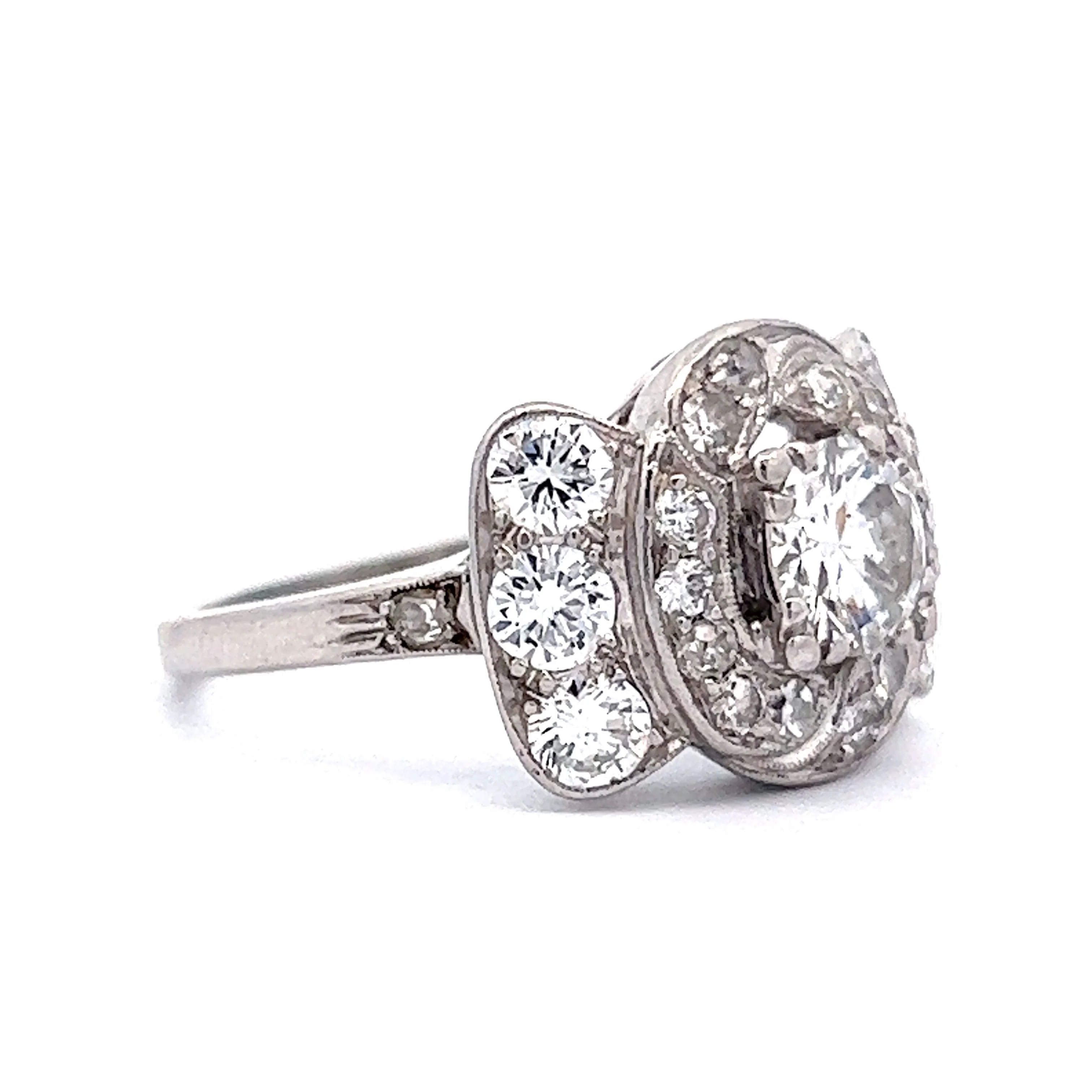 2.21 Art Deco Diamond Cocktail Ring in Platinum - Image 3