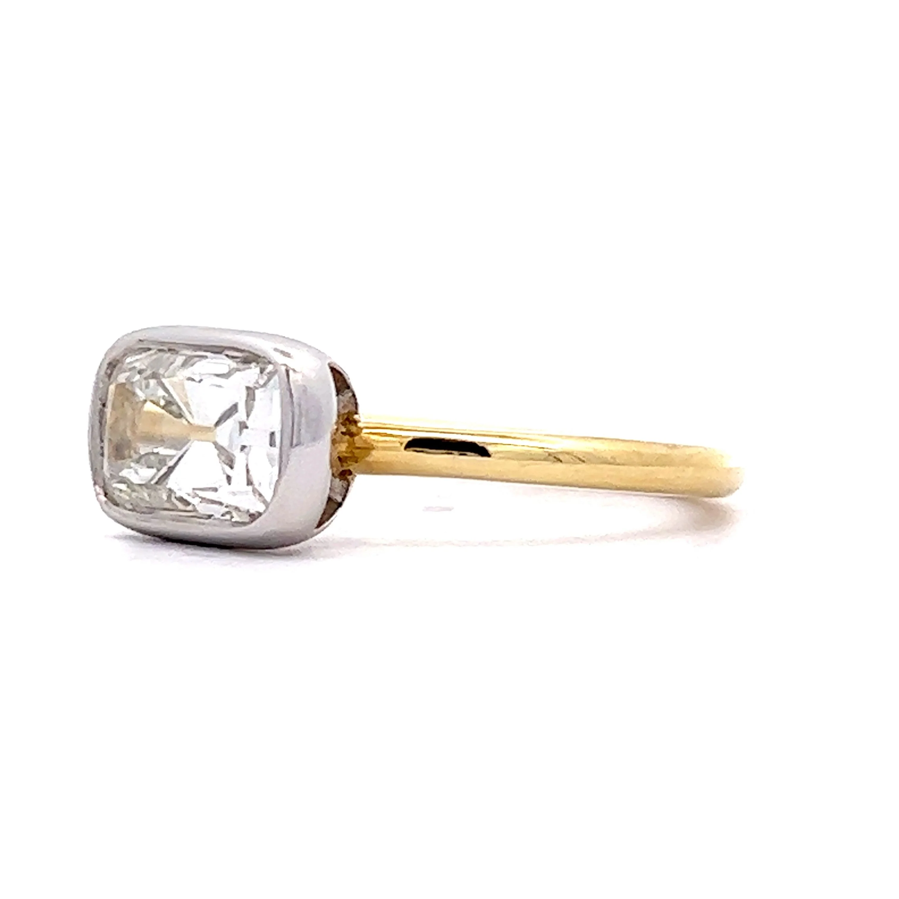 2.21 East/West Cushion Engagement Ring in Yellow Gold & Platinum - Image 2