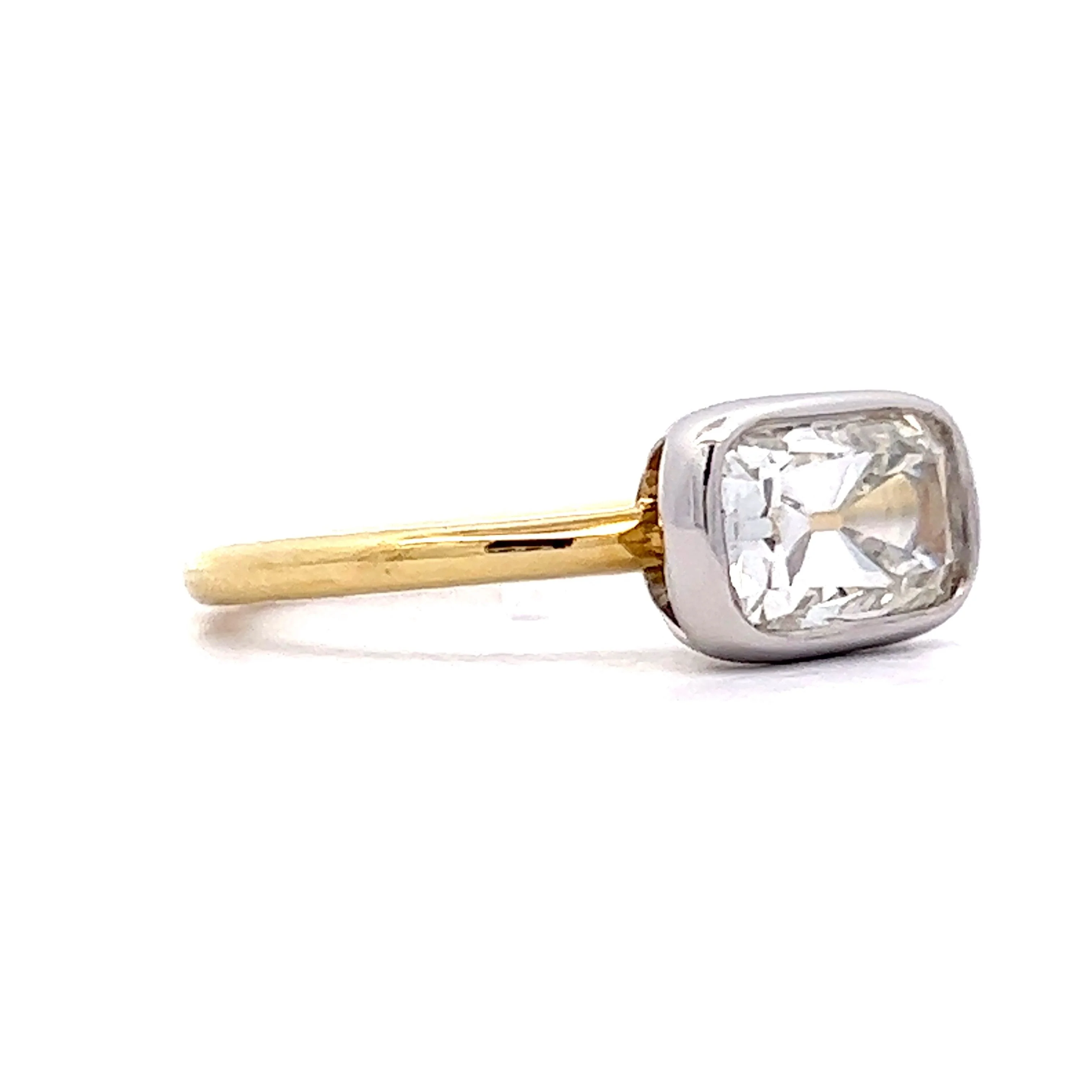 2.21 East/West Cushion Engagement Ring in Yellow Gold & Platinum - Image 3