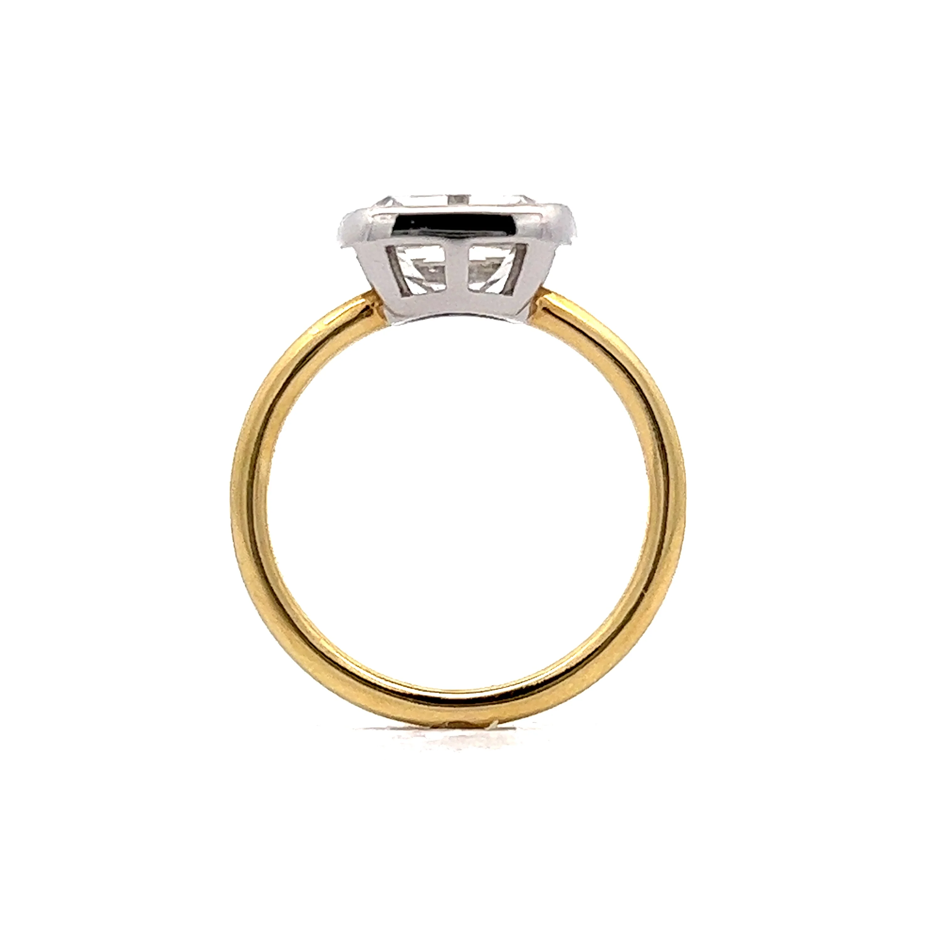 2.21 East/West Cushion Engagement Ring in Yellow Gold & Platinum - Image 4