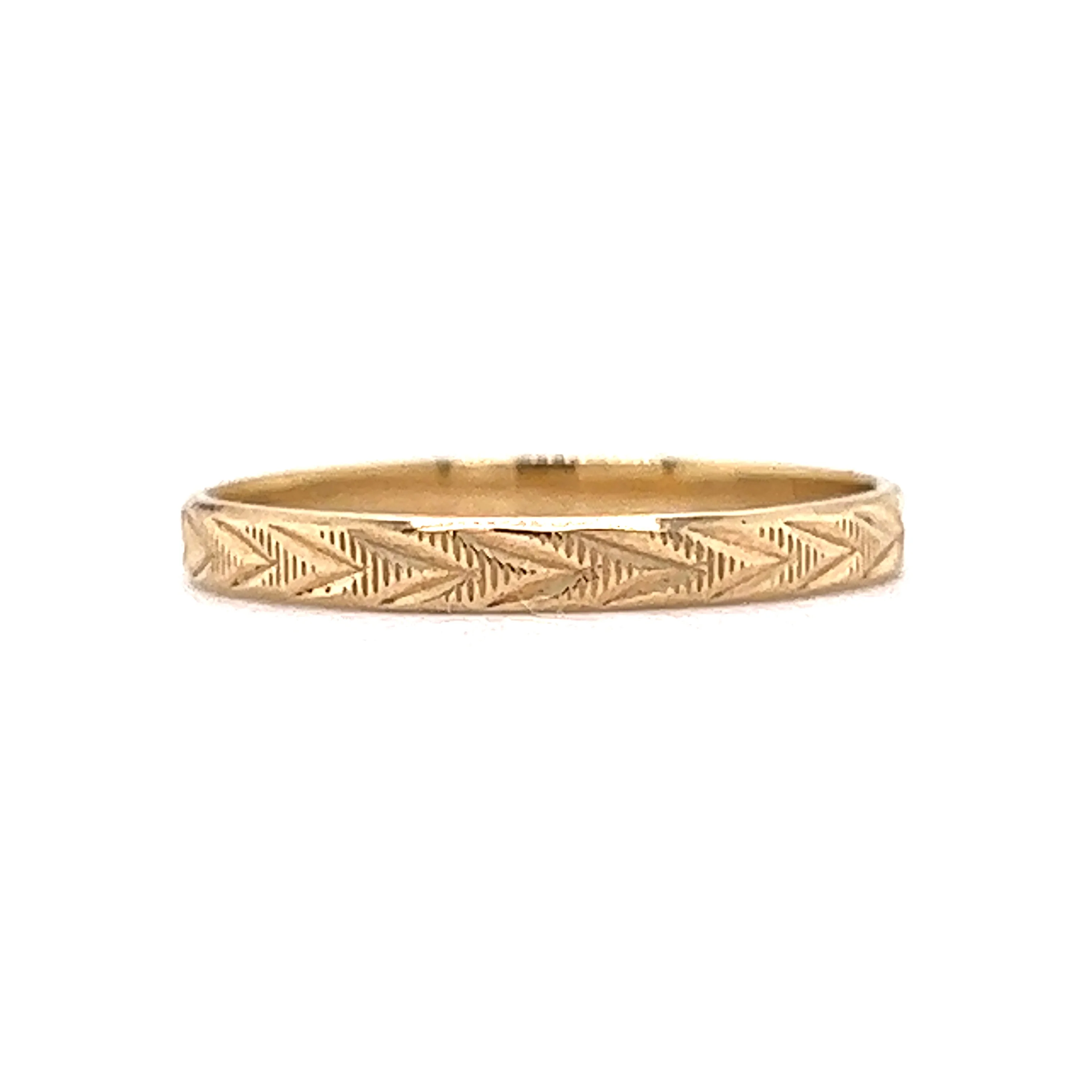 2.24mm Art Deco Chevron Wedding Band in 14k Yellow Gold
