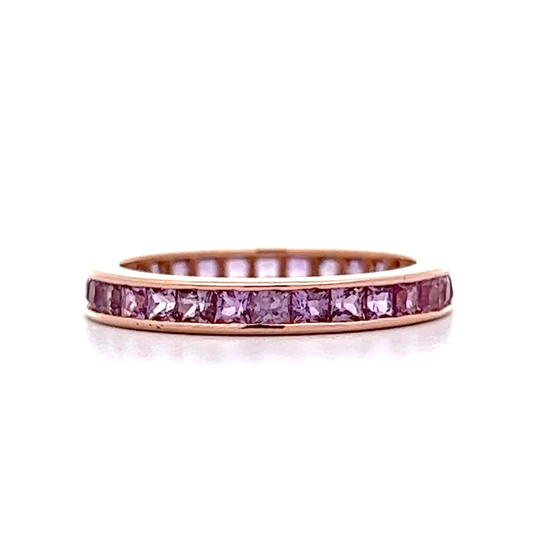 Channel Set Purple Sapphire Eternity Wedding Band in 14K Rose Gold - Image 2