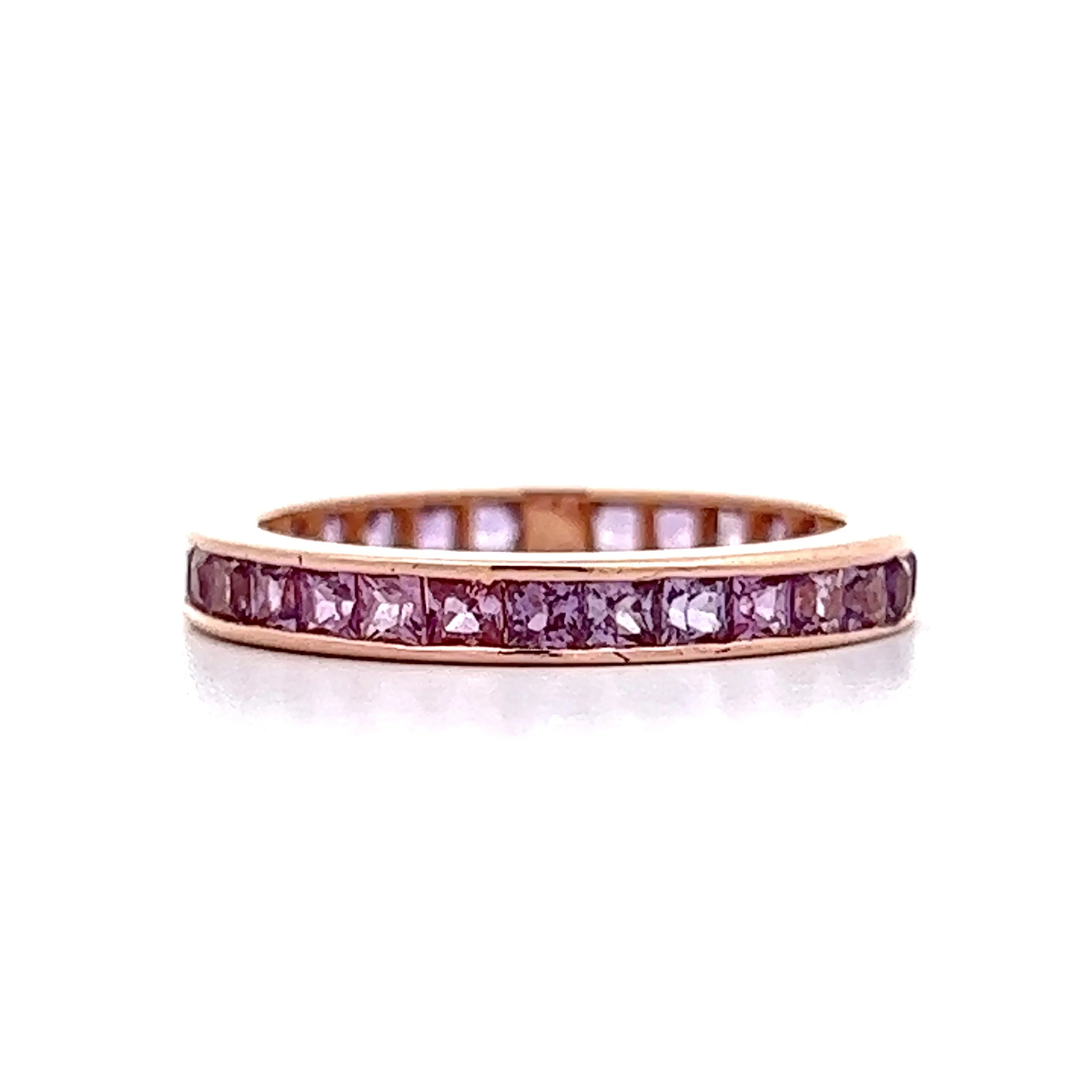 Channel Set Purple Sapphire Eternity Wedding Band in 14K Rose Gold - Image 3