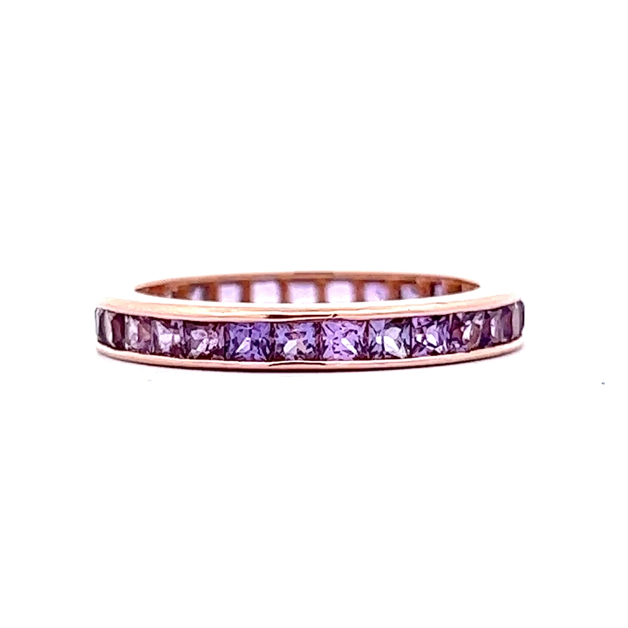 2.25 Purple Sapphire Eternity Wedding Band in 14k Rose Gold - Image 3