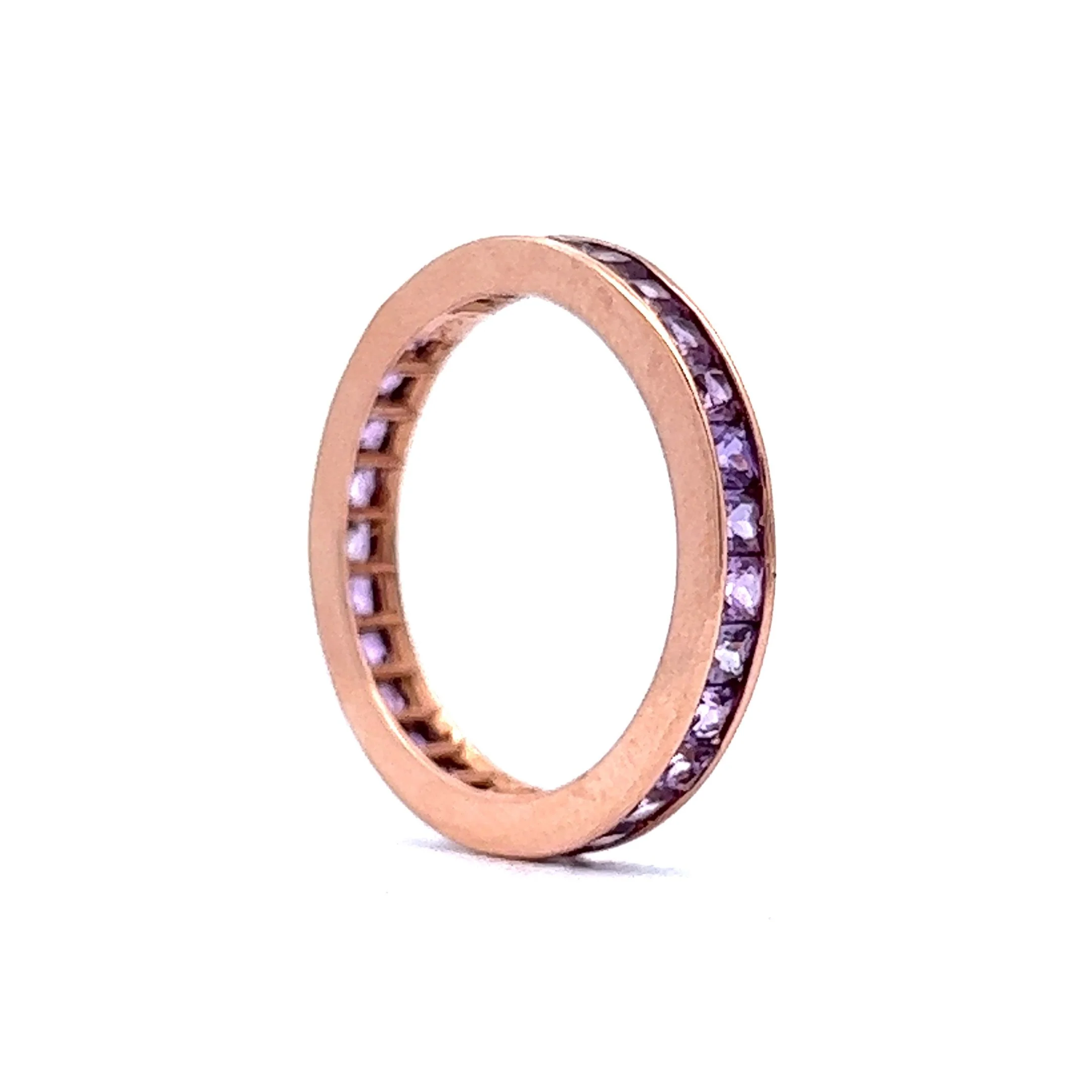 2.25 Purple Sapphire Eternity Wedding Band in 14k Rose Gold - Image 5