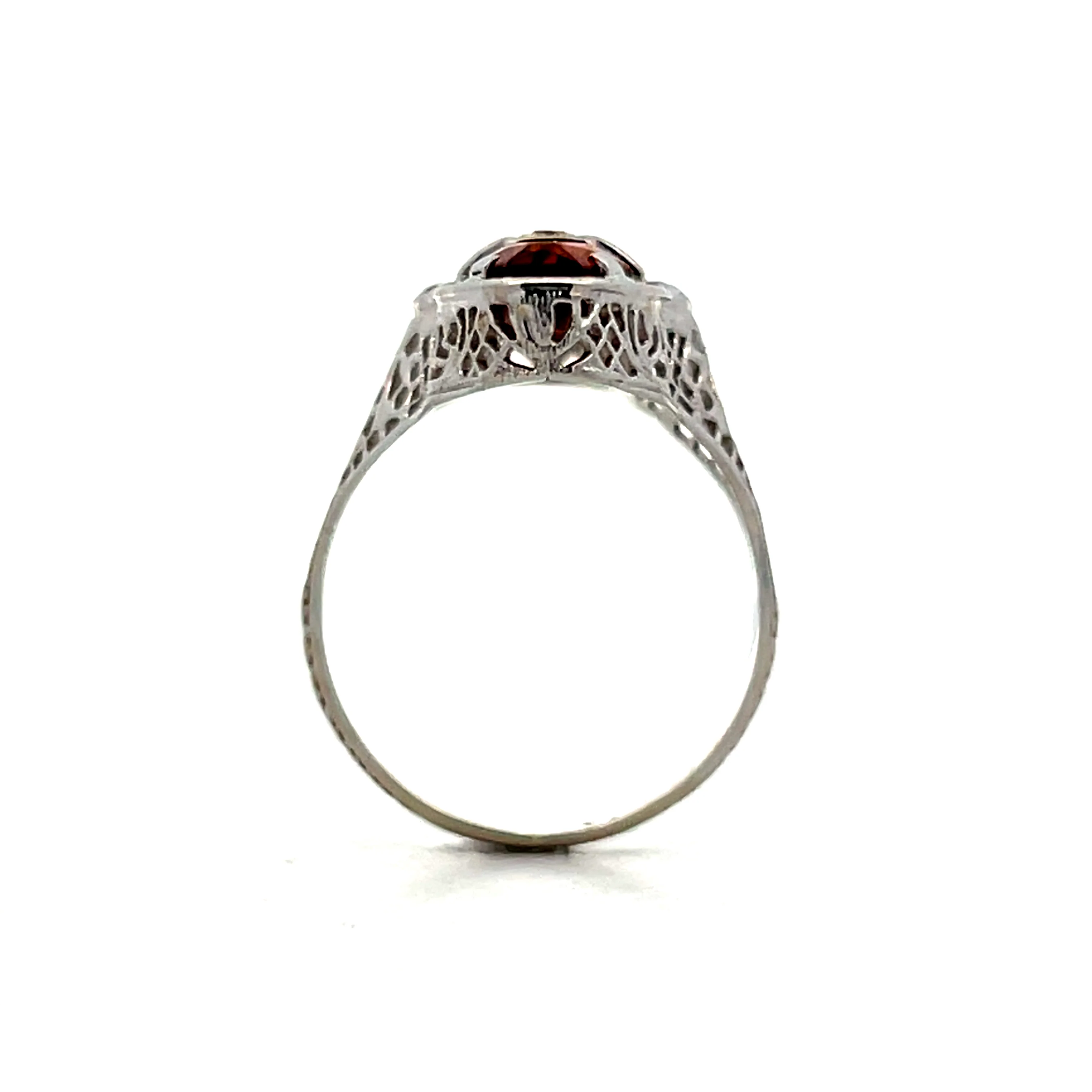 2.28 Art Deco Shield Cut Citrine Right Hand Ring in 14k White Gold - Image 4