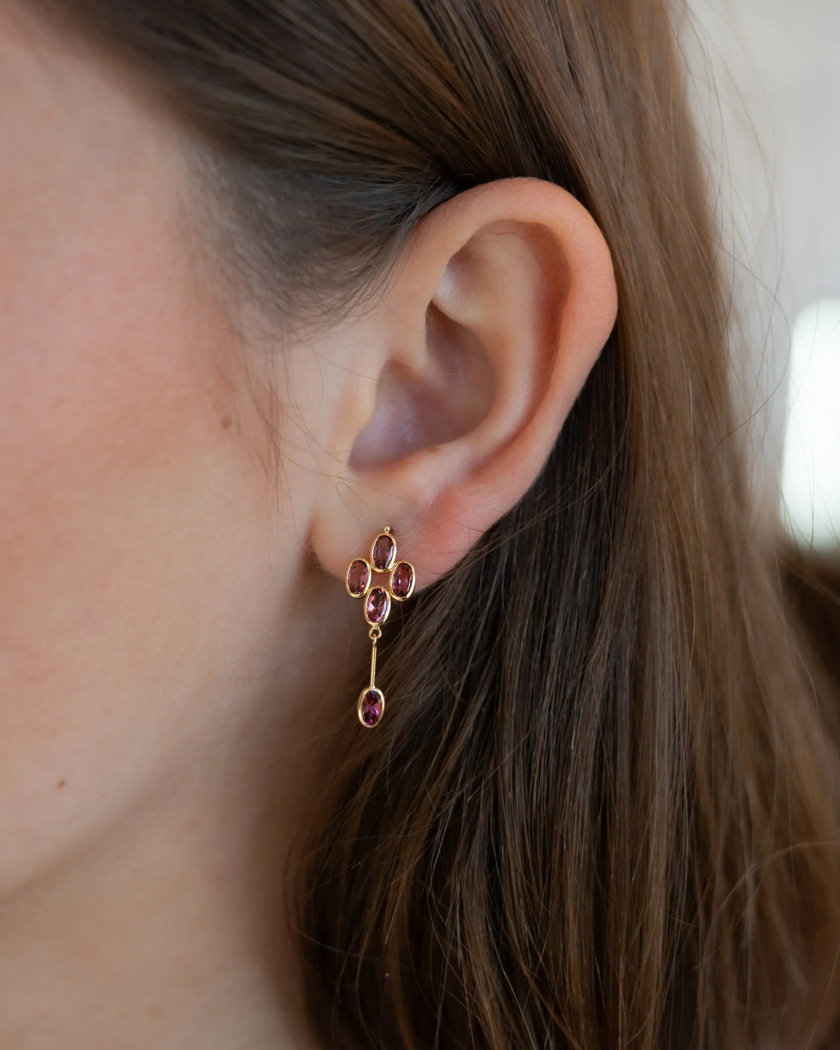 2.30 Pink Tourmaline Drop Earrings in 18k - Image 5