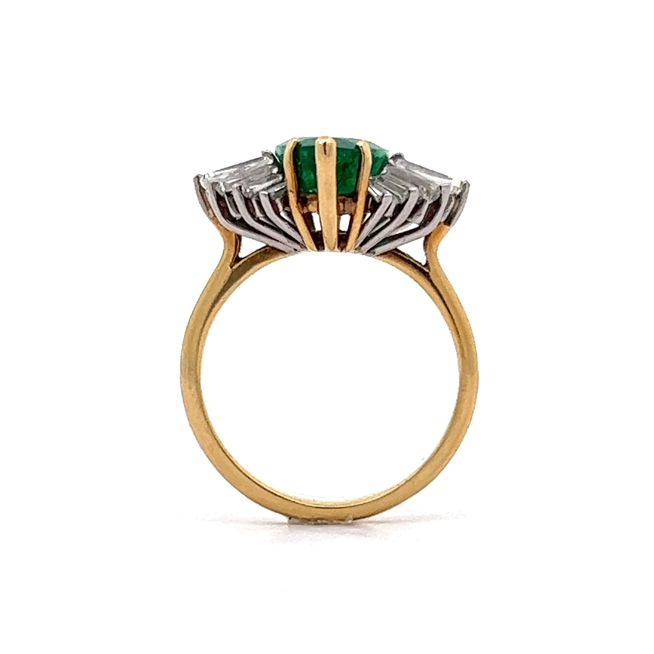 2.32 Emerald & Diamond Cocktail Ring in 18k Yellow Gold and Platinum - Image 4