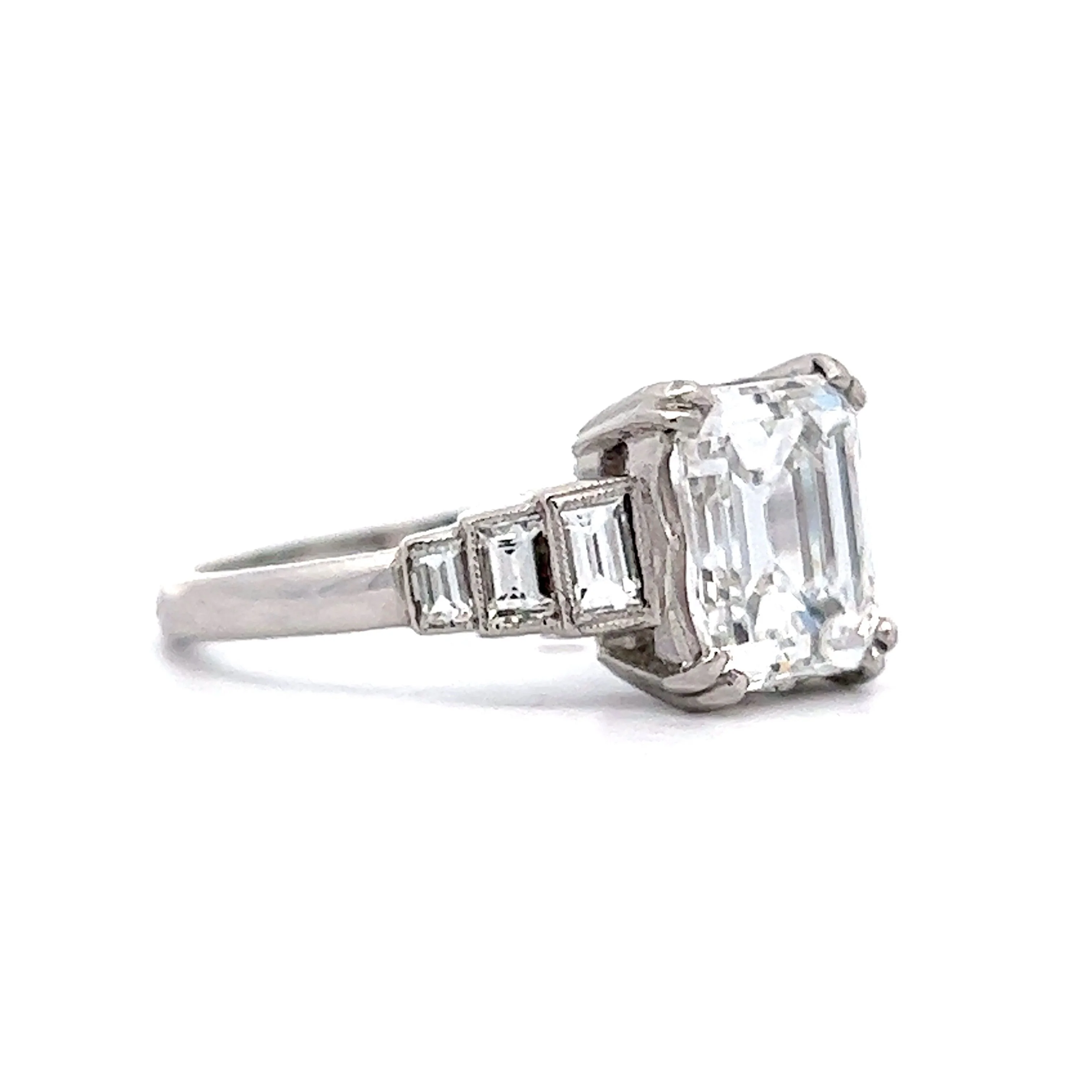 2.33 Emerald Cut Diamond Engagement Ring in Platinum - Image 3