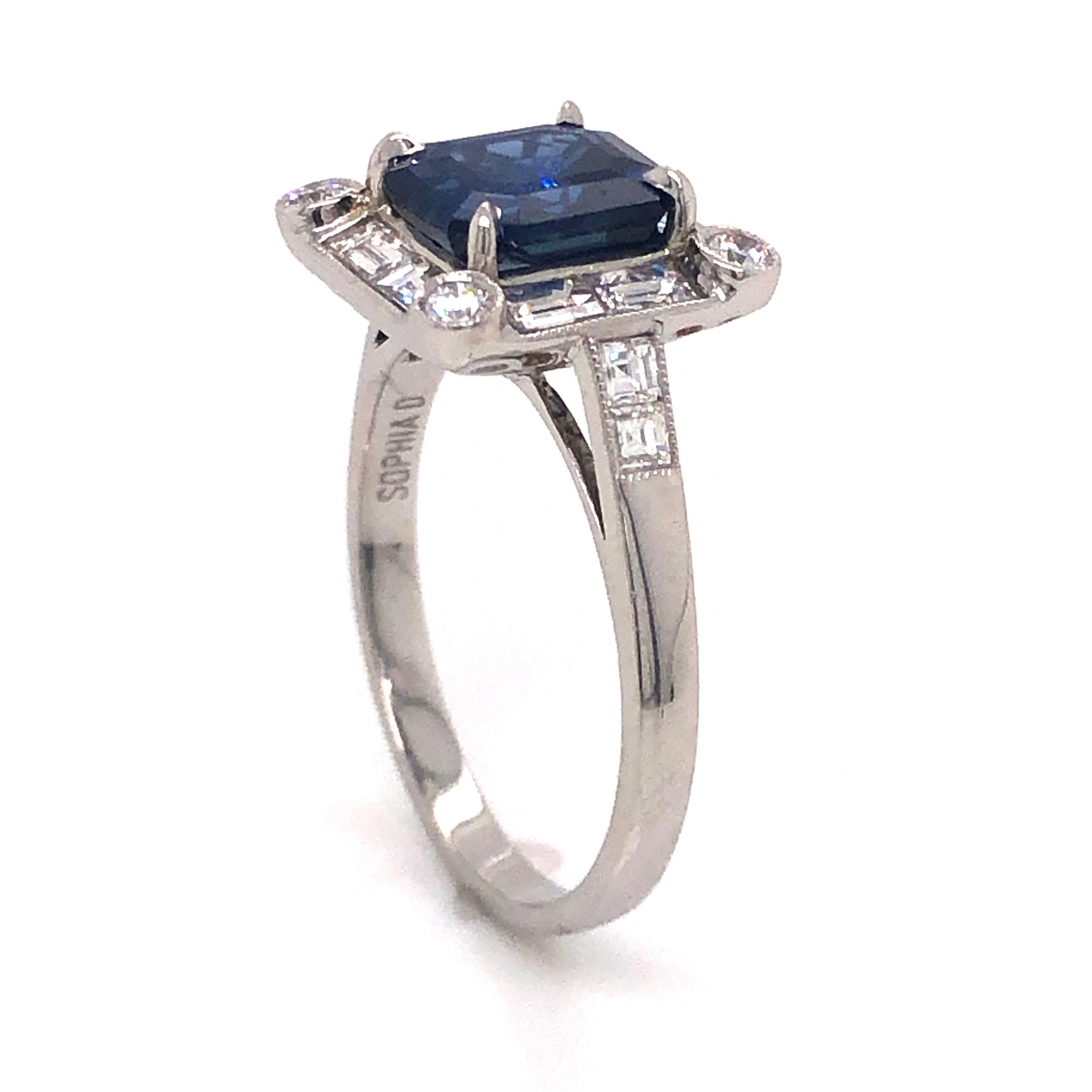 2.35 Sapphire & Diamond Engagement Ring in Platinum - Image 4