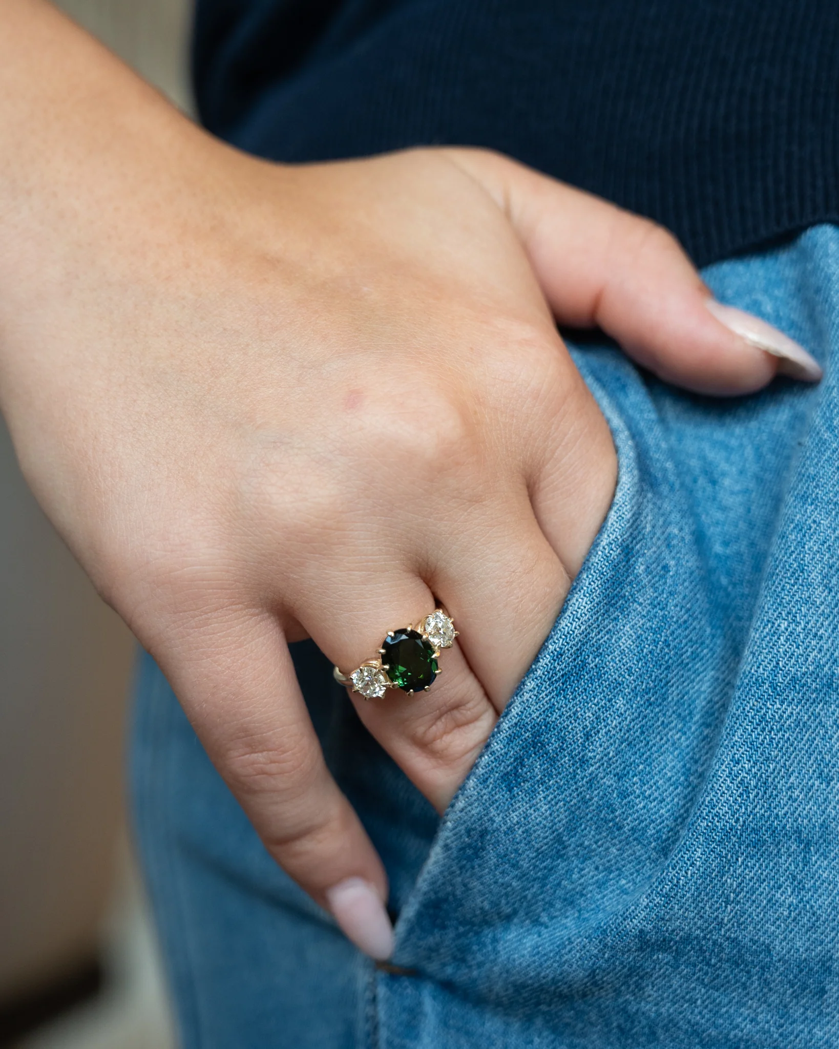 2.40 Tourmaline Three Stone Engagement Ring 14k - Image 7
